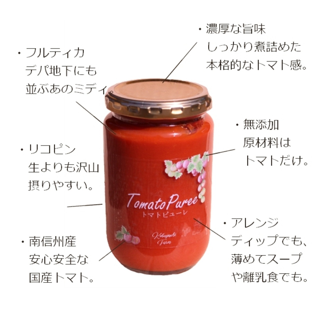 完熟の旨み。南信州の純ピューレ 「無添加トマトピューレ」 ｜ 小林農園