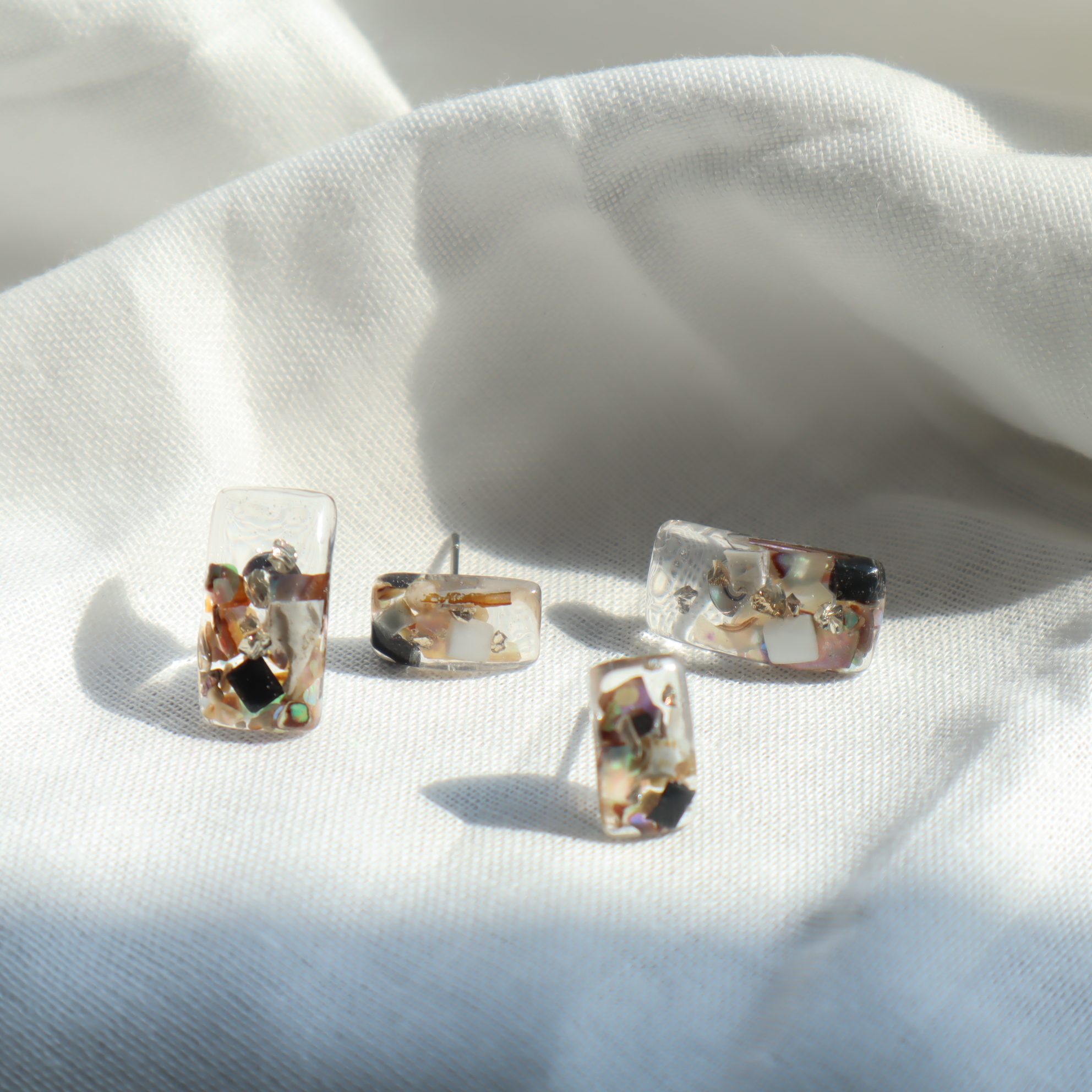 【川から海を守る】Arakawa series　長方形pierce/earring　small
