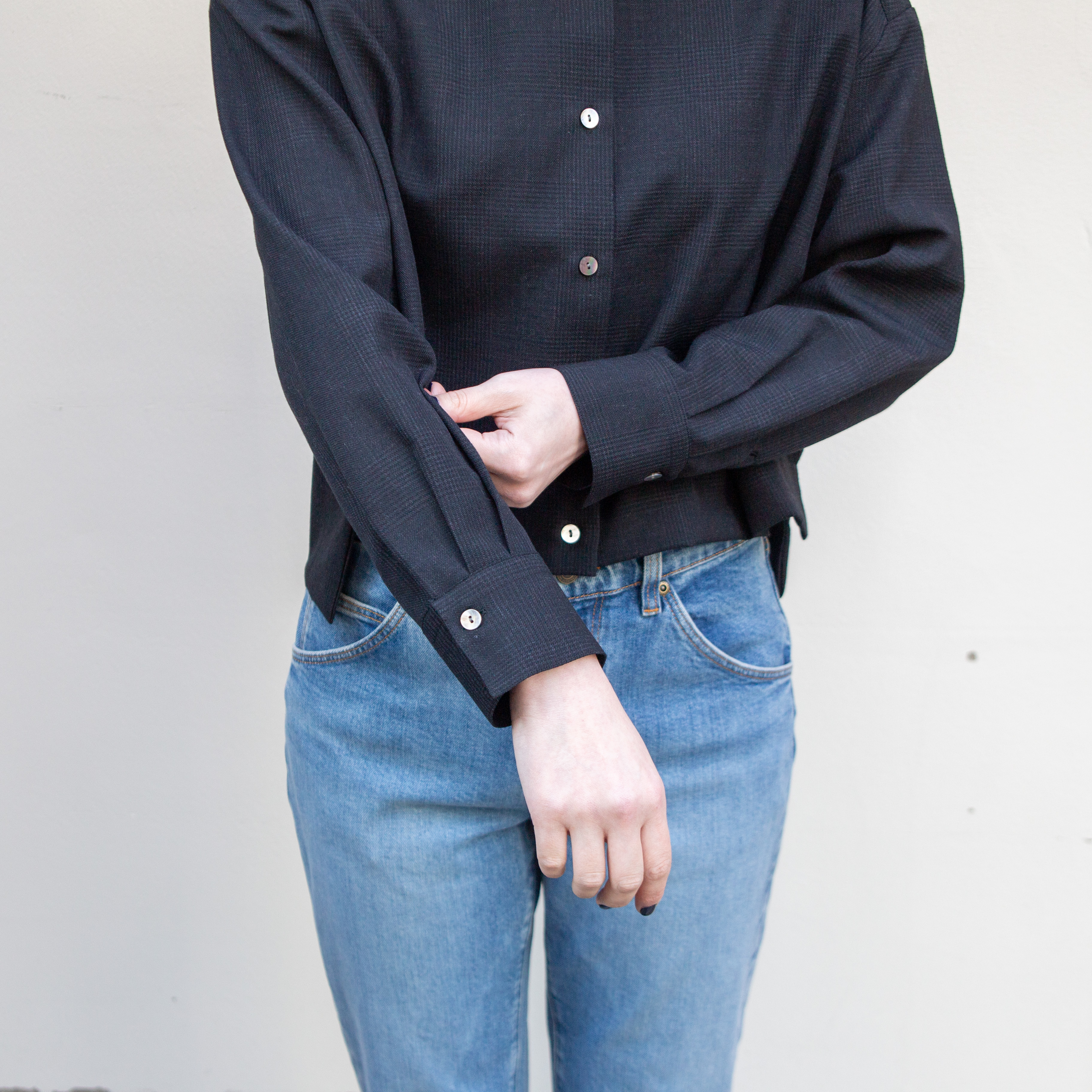 播州織　シャドウグレンチェックショートシャツ