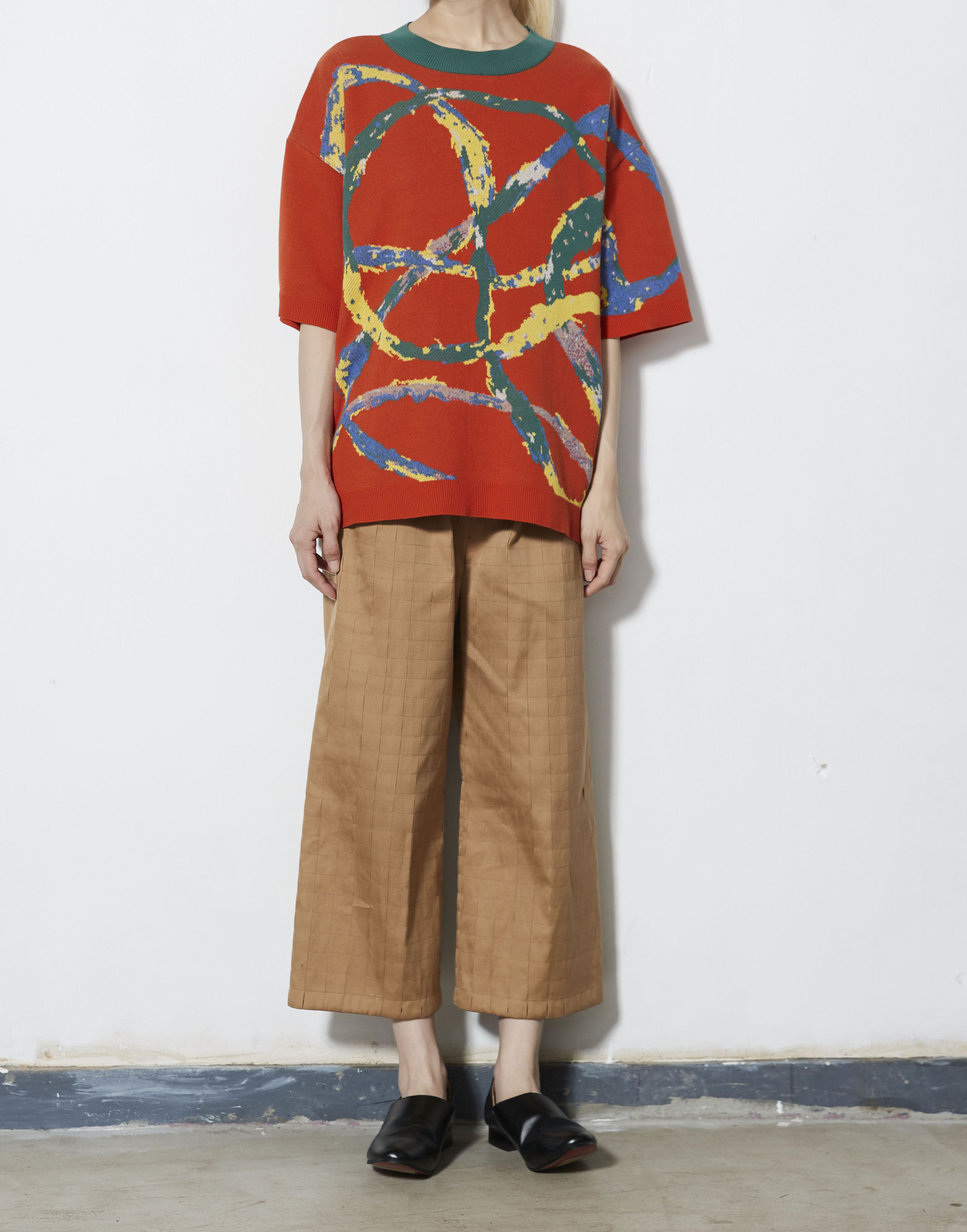 Recycle and Organic yarn Jacquard knit Tops/ リサイクル&オーガニックコットンジャガードニットトップス