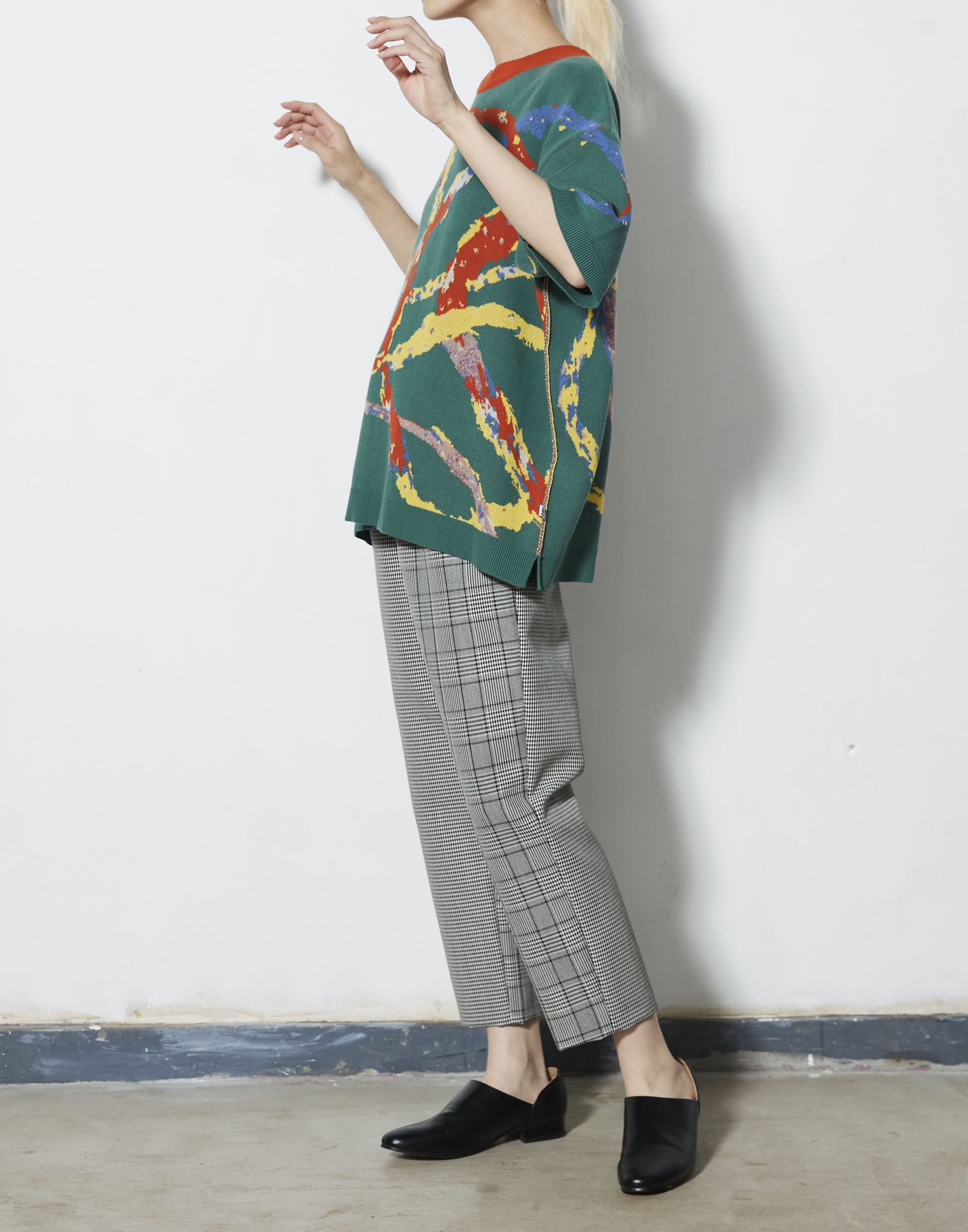 Recycle and Organic yarn Jacquard knit Tops/ リサイクル&オーガニックコットンジャガードニットトップス