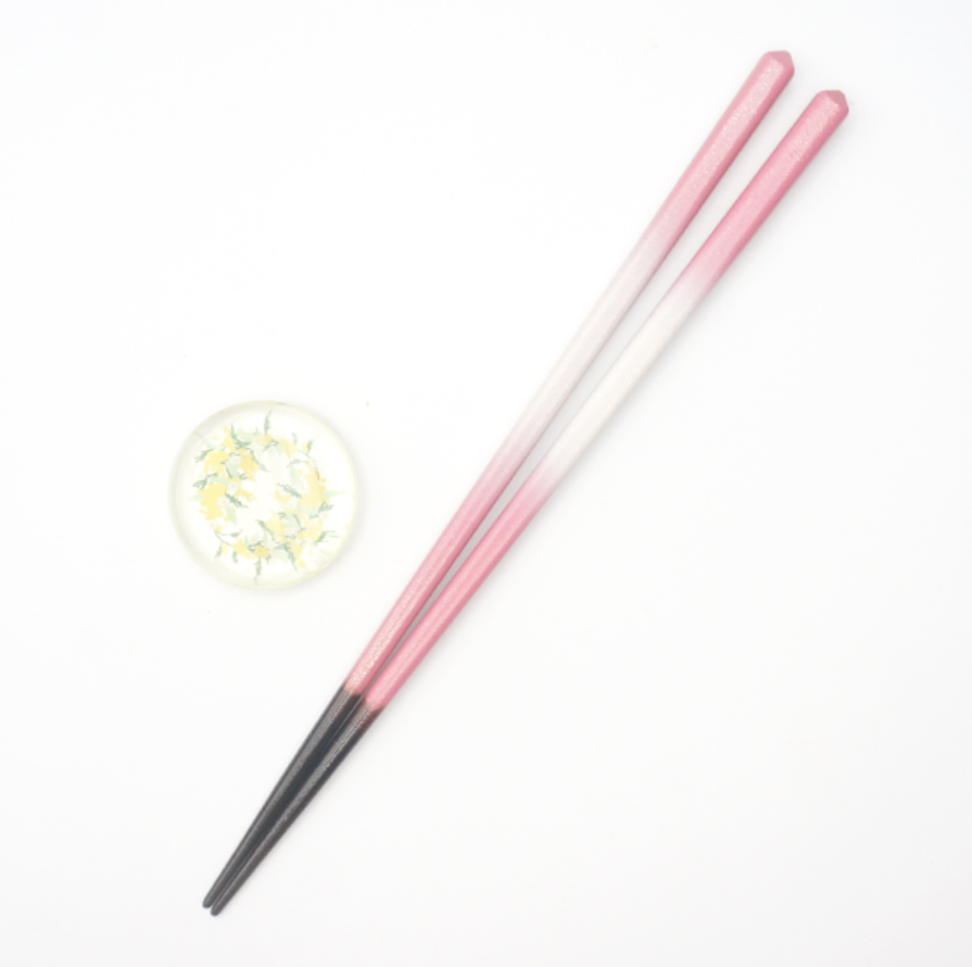 ミモザリース（花きらめくピンク21.5cm・ガラス箸置き）