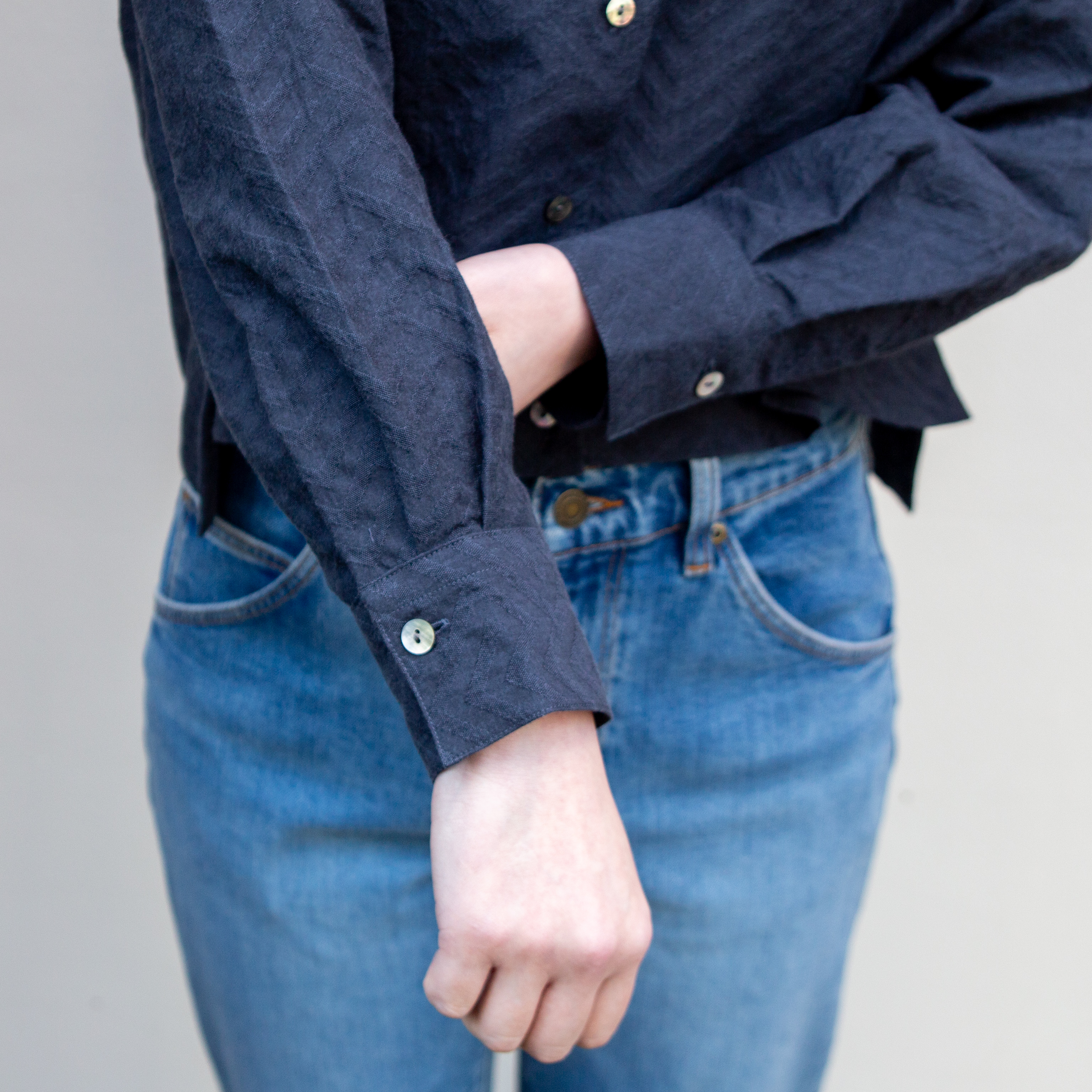 播州織　幾何学ジャカード　ショートシャツ