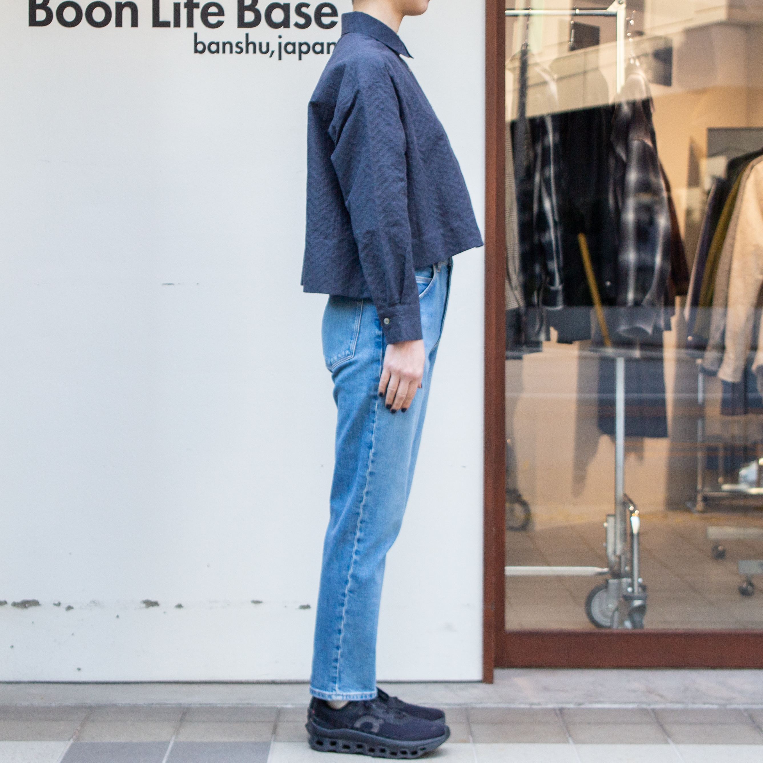 播州織　幾何学ジャカード　ショートシャツ