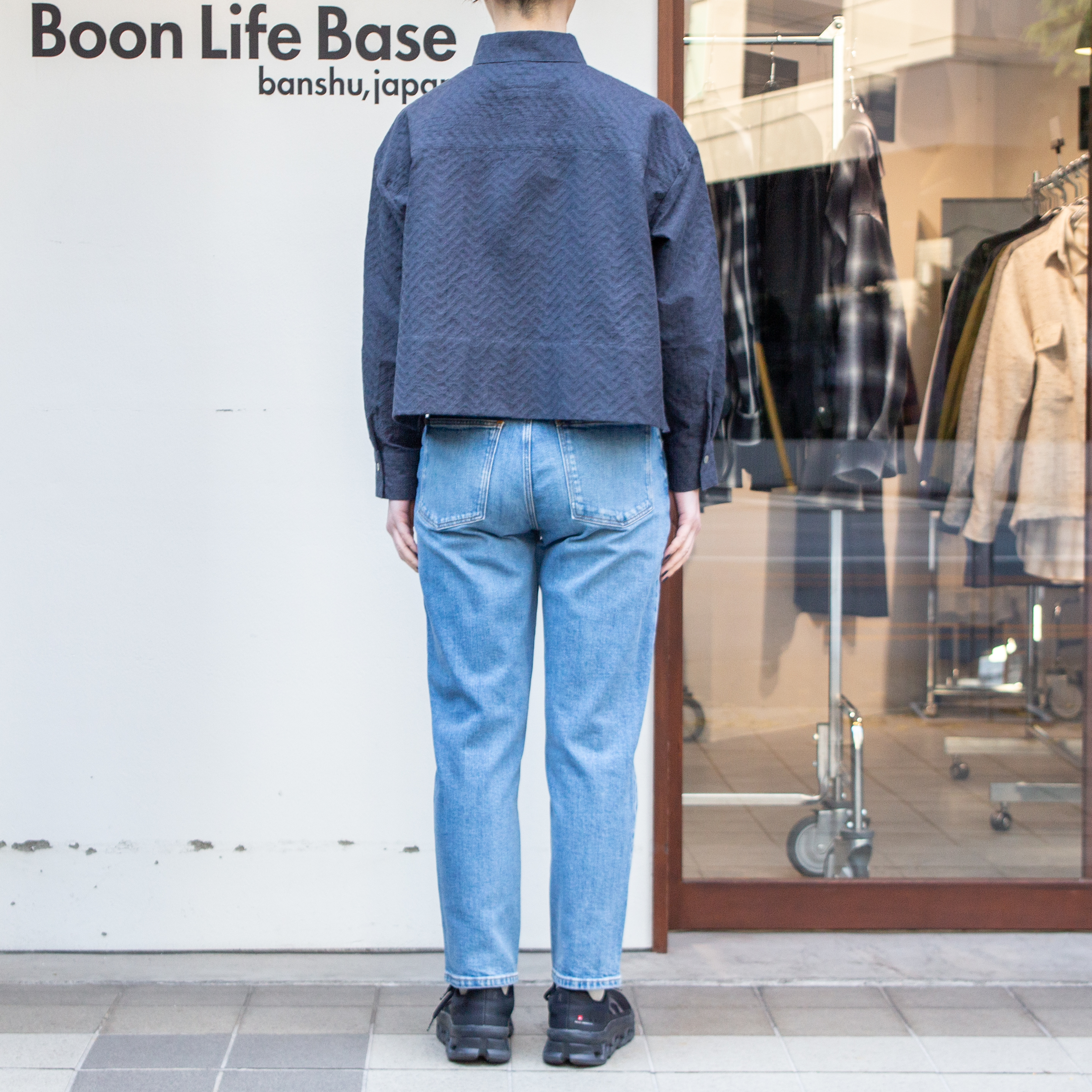 播州織　幾何学ジャカード　ショートシャツ