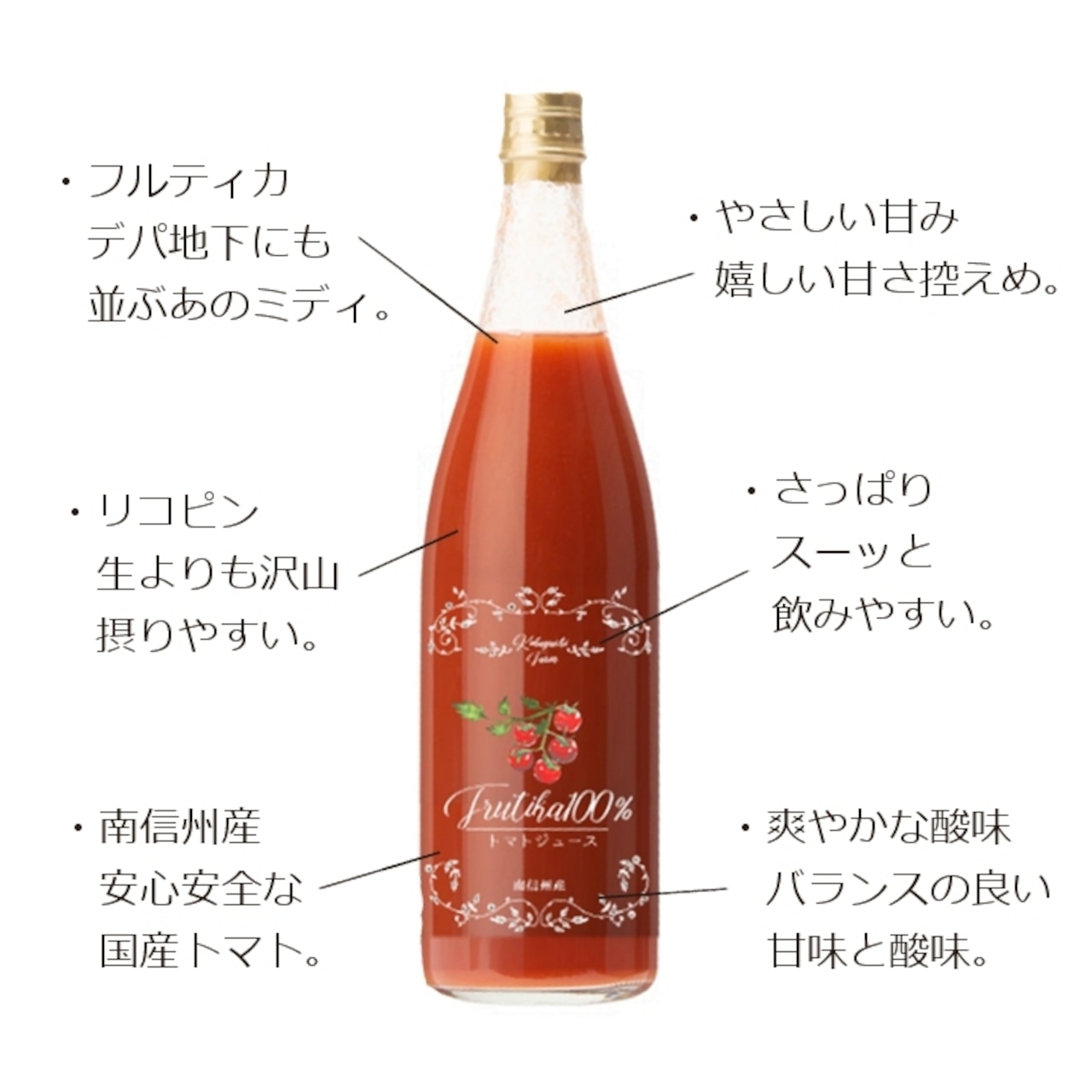 【無添加】さらり、甘い。南信州の完熟トマトジュース Frutika 100%｜小林農園