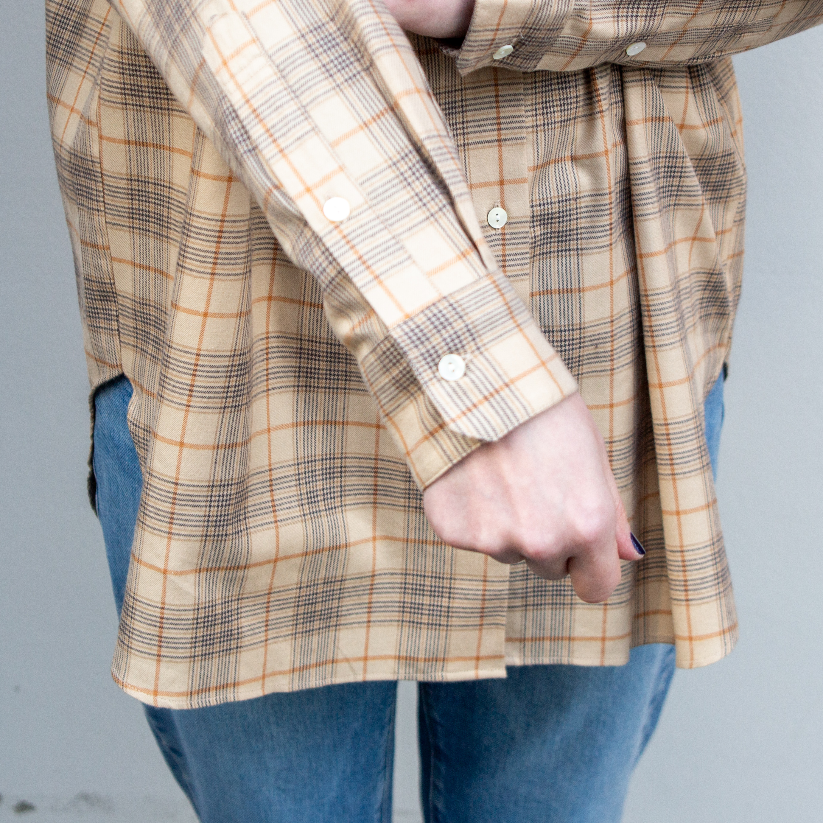 播州織　綿フランネル　グレンチェック　チュニック