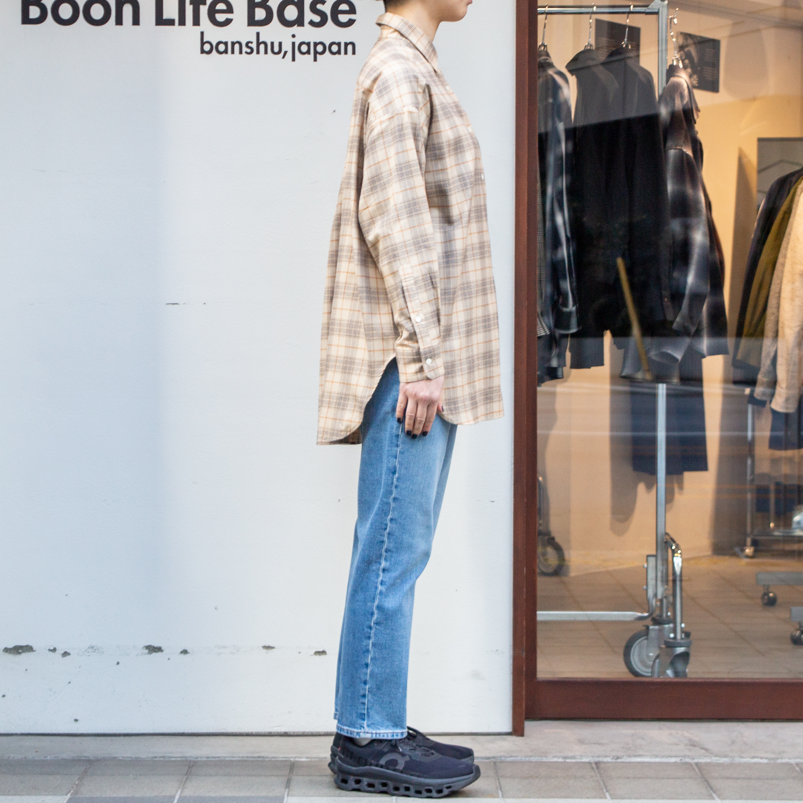 播州織　綿フランネル　グレンチェック　チュニック