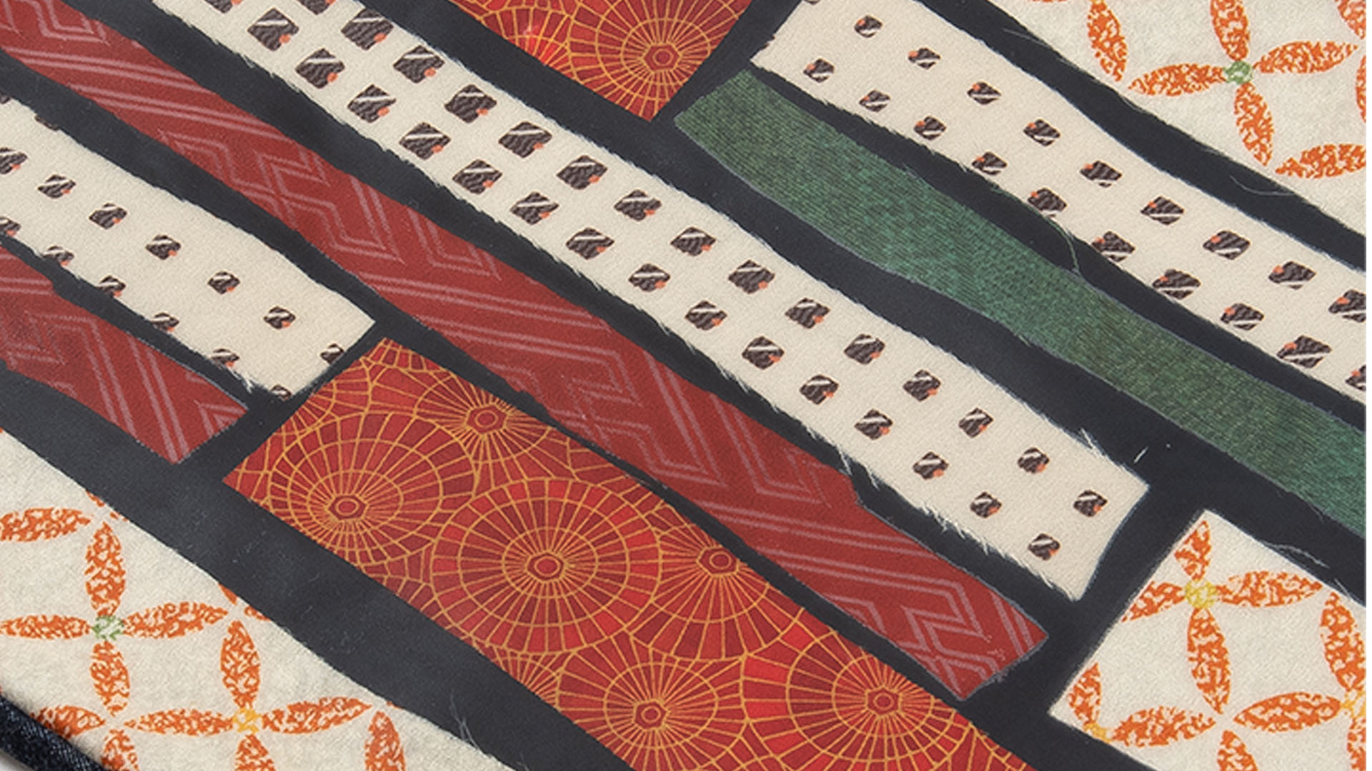 キモノ_クラッチバッグ｜七宝・紗綾形・橙