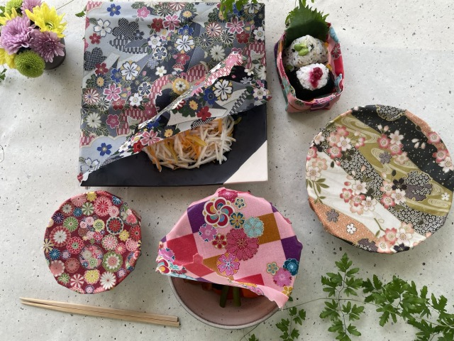 エシカルラップ　和柄ライン　抹茶桜　M