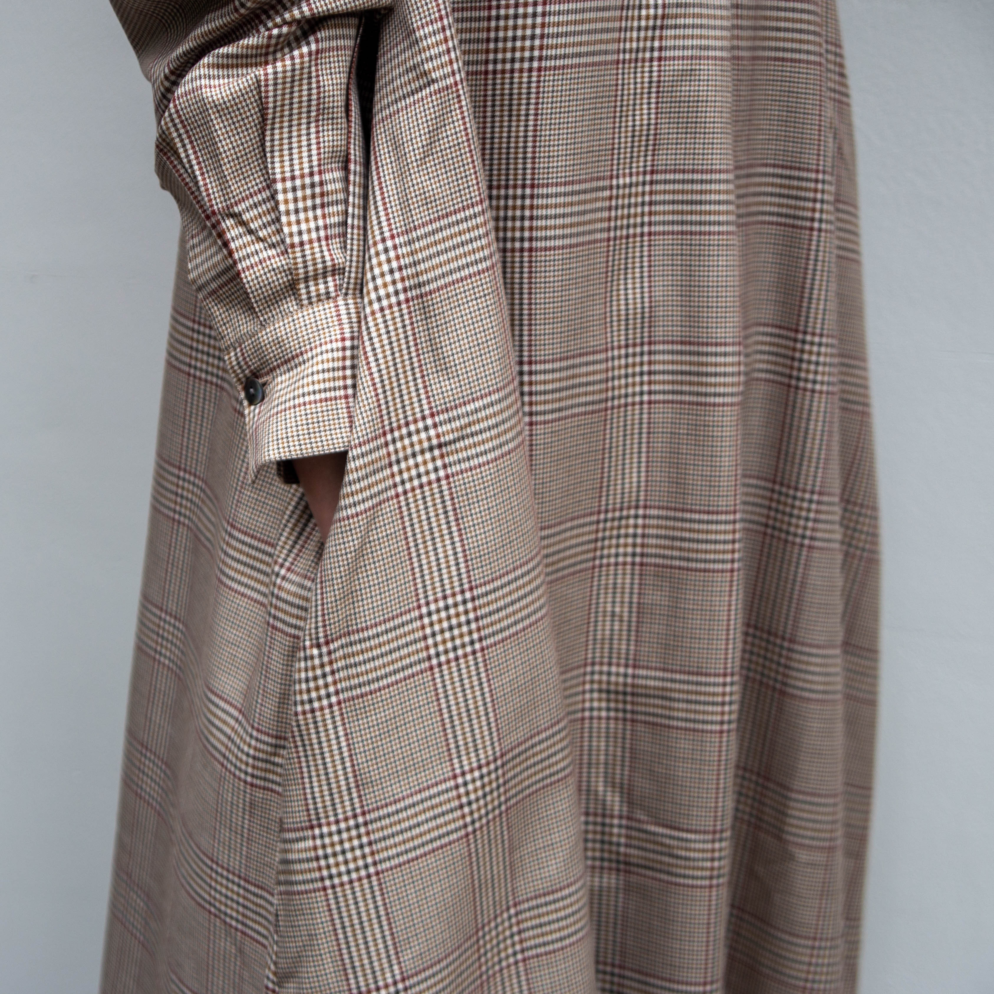 播州織　キュプラ混　グレンチェック　Aラインワンピース