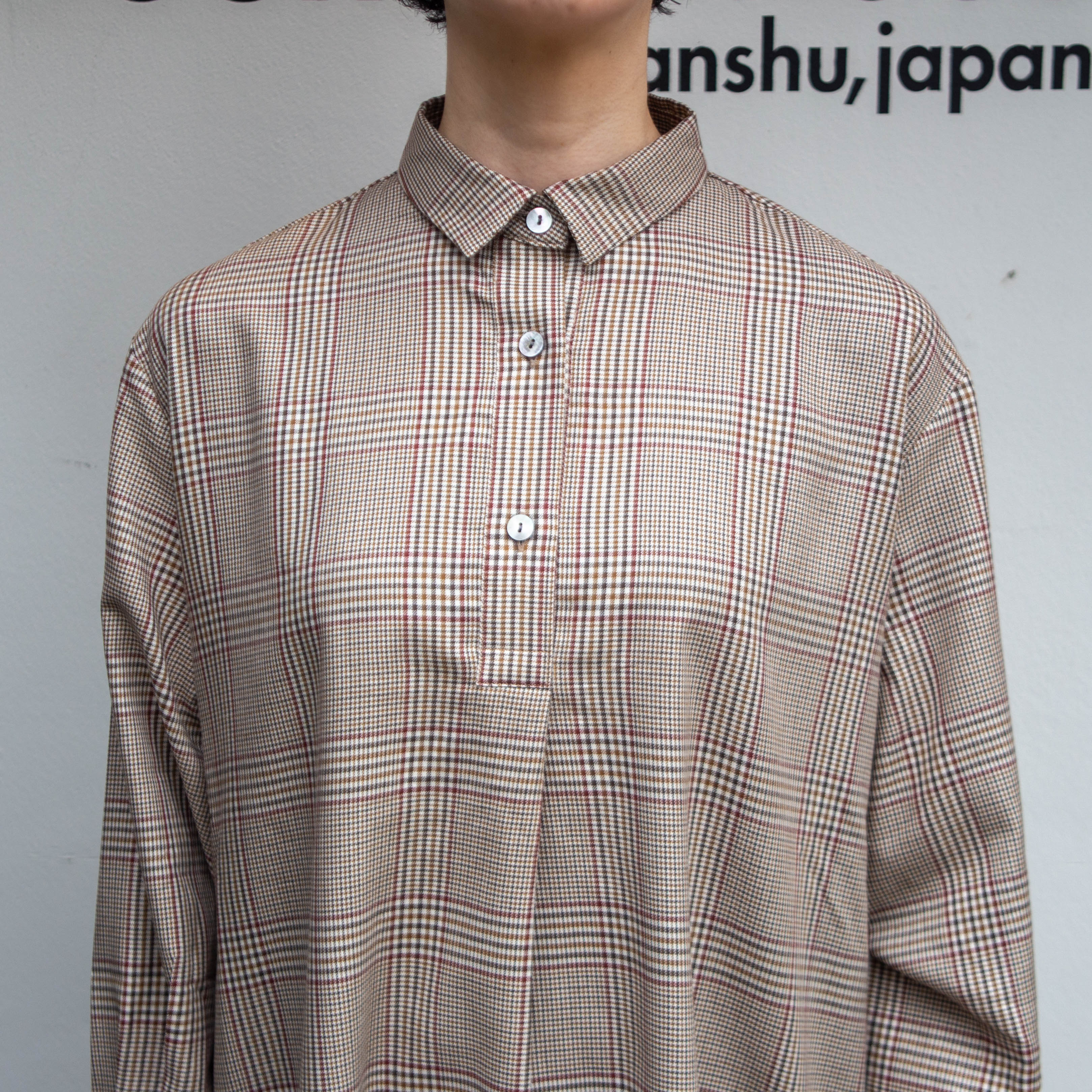 播州織　キュプラ混　グレンチェック　Aラインワンピース