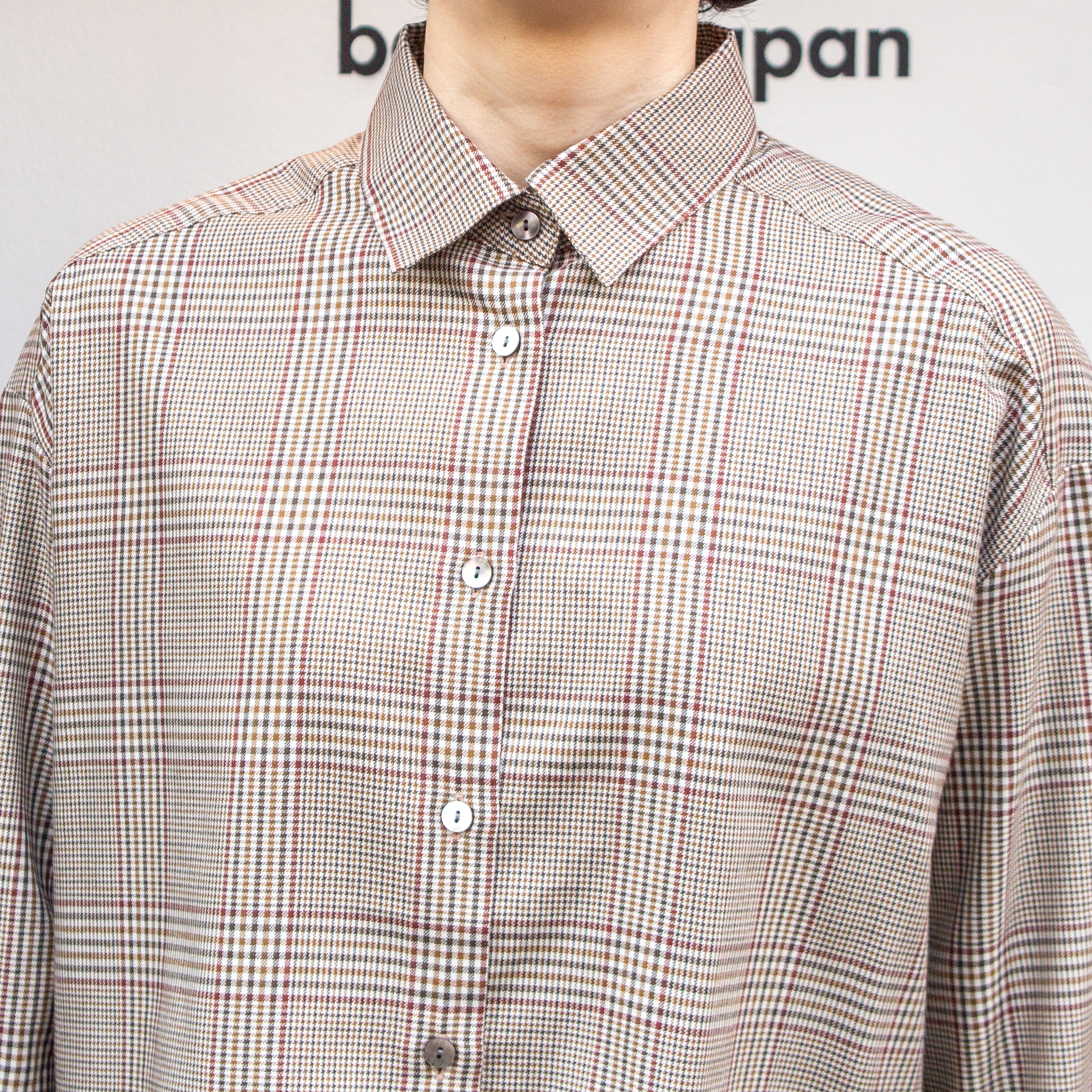 播州織　綿キュプラ グレンチェック　ショートシャツ