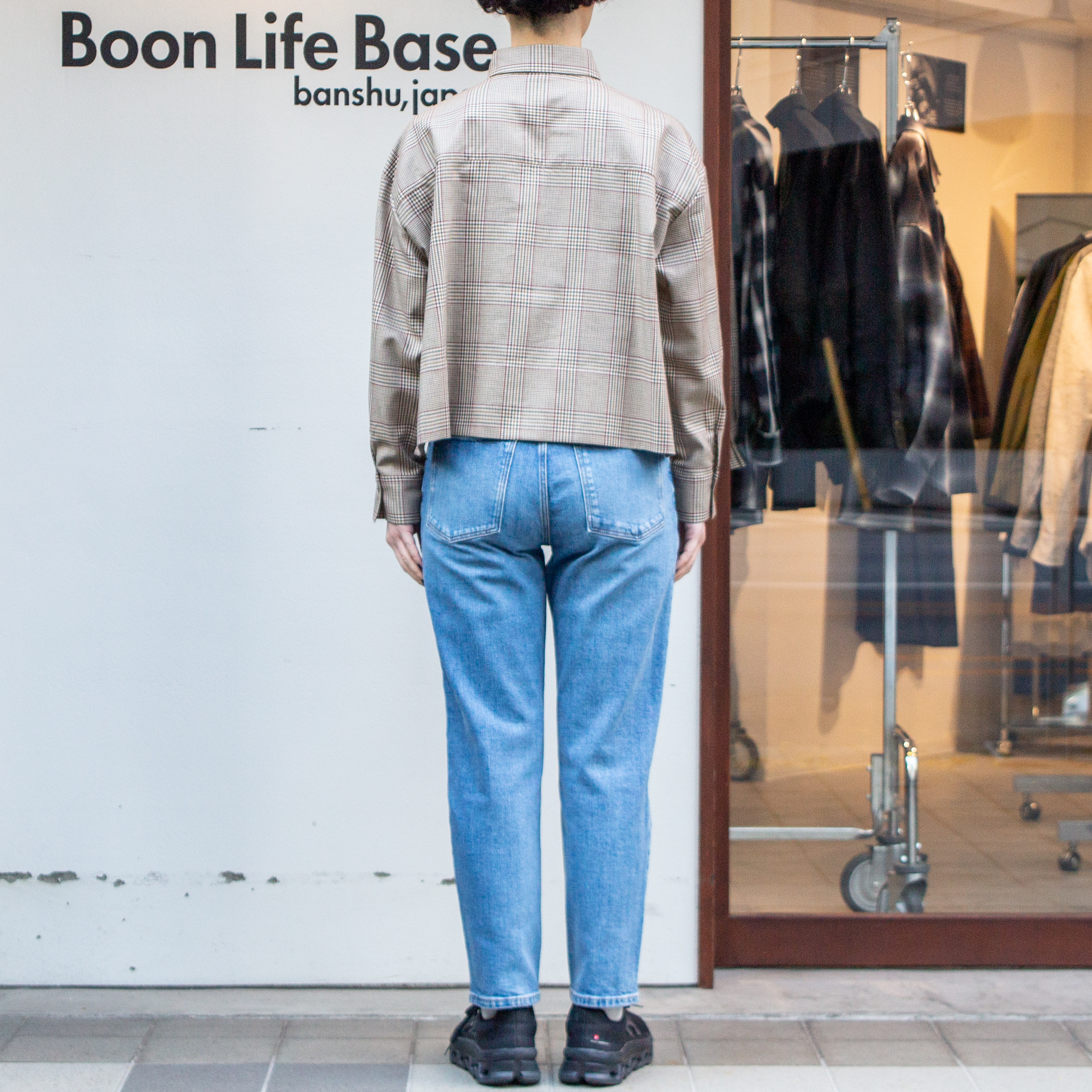 播州織　綿キュプラ グレンチェック　ショートシャツ