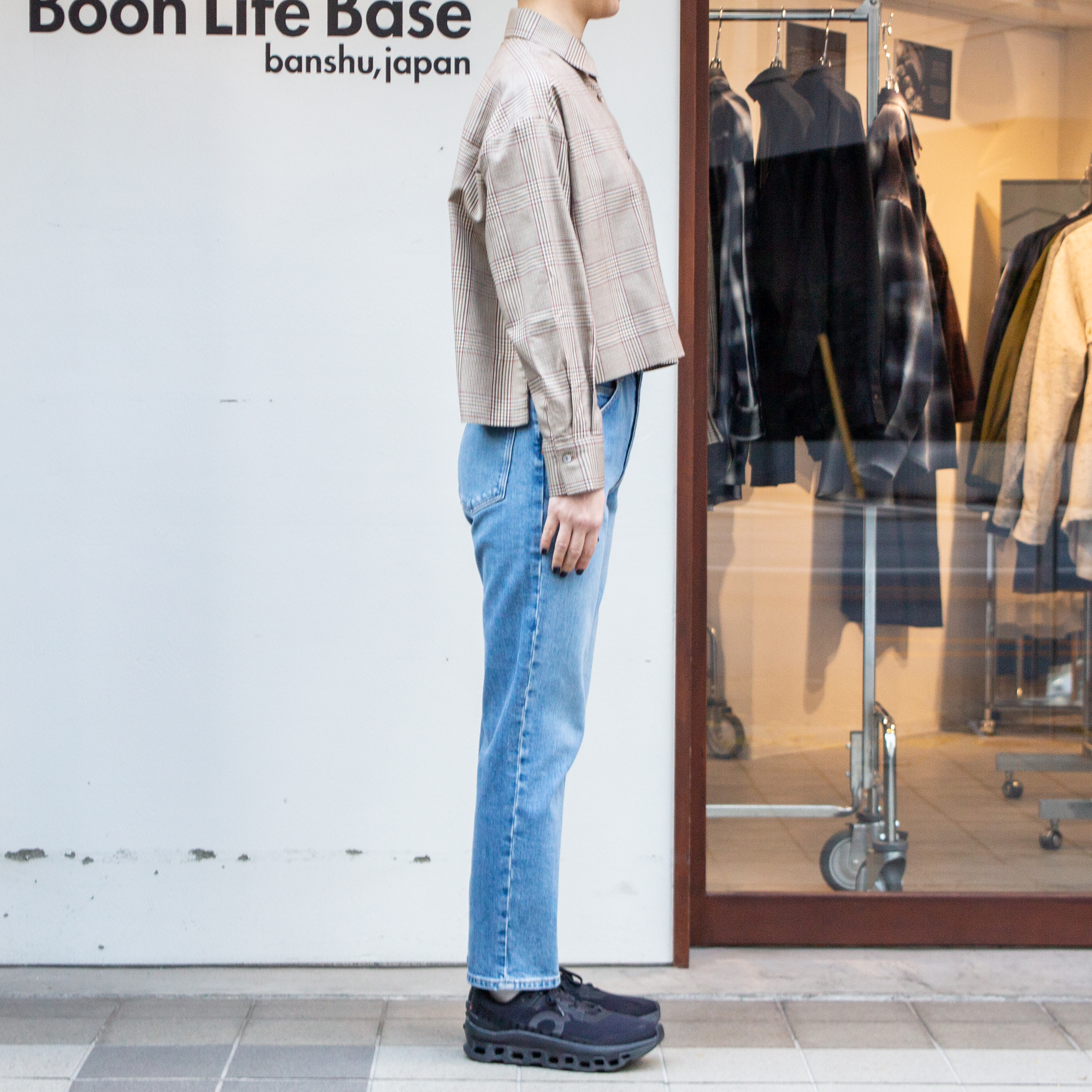 播州織　綿キュプラ グレンチェック　ショートシャツ