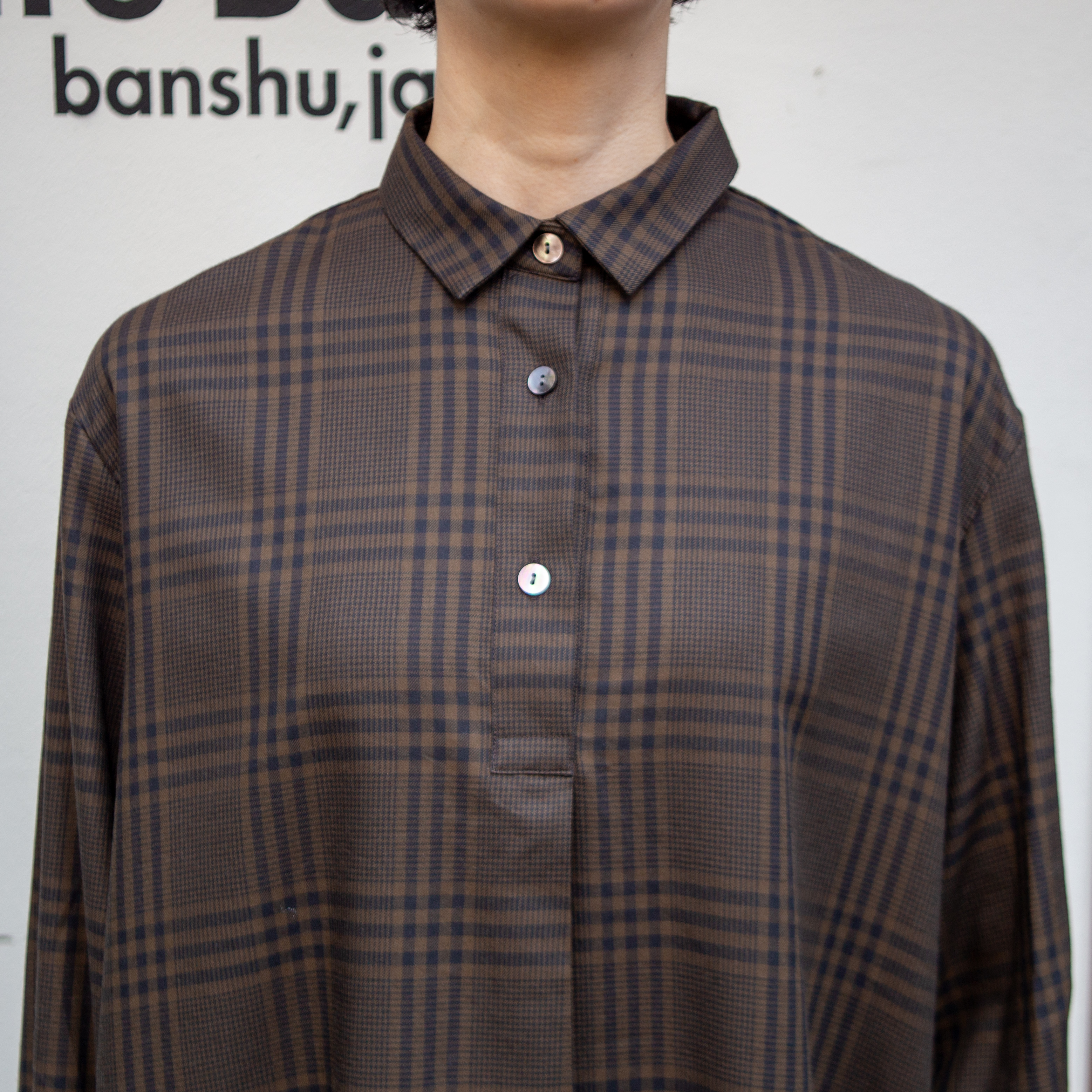 播州織　綿キュプラ　グレンチェック　Aラインワンピース