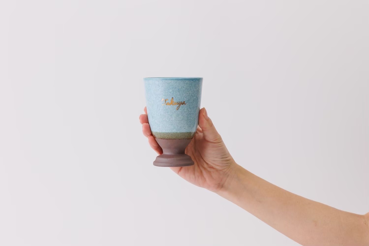 【名入れ】美濃焼カップ（水色）｜SHUSHU
