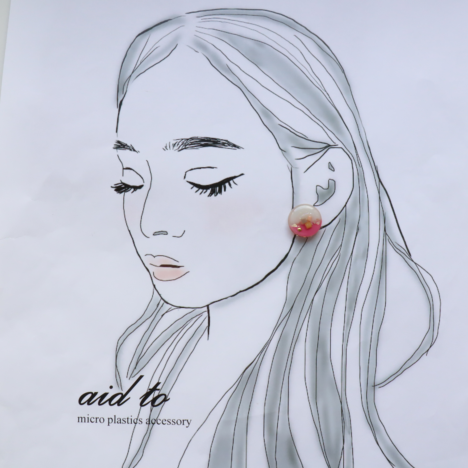 SDGsアクセサリー　バイカラーイヤリング（pink×white）