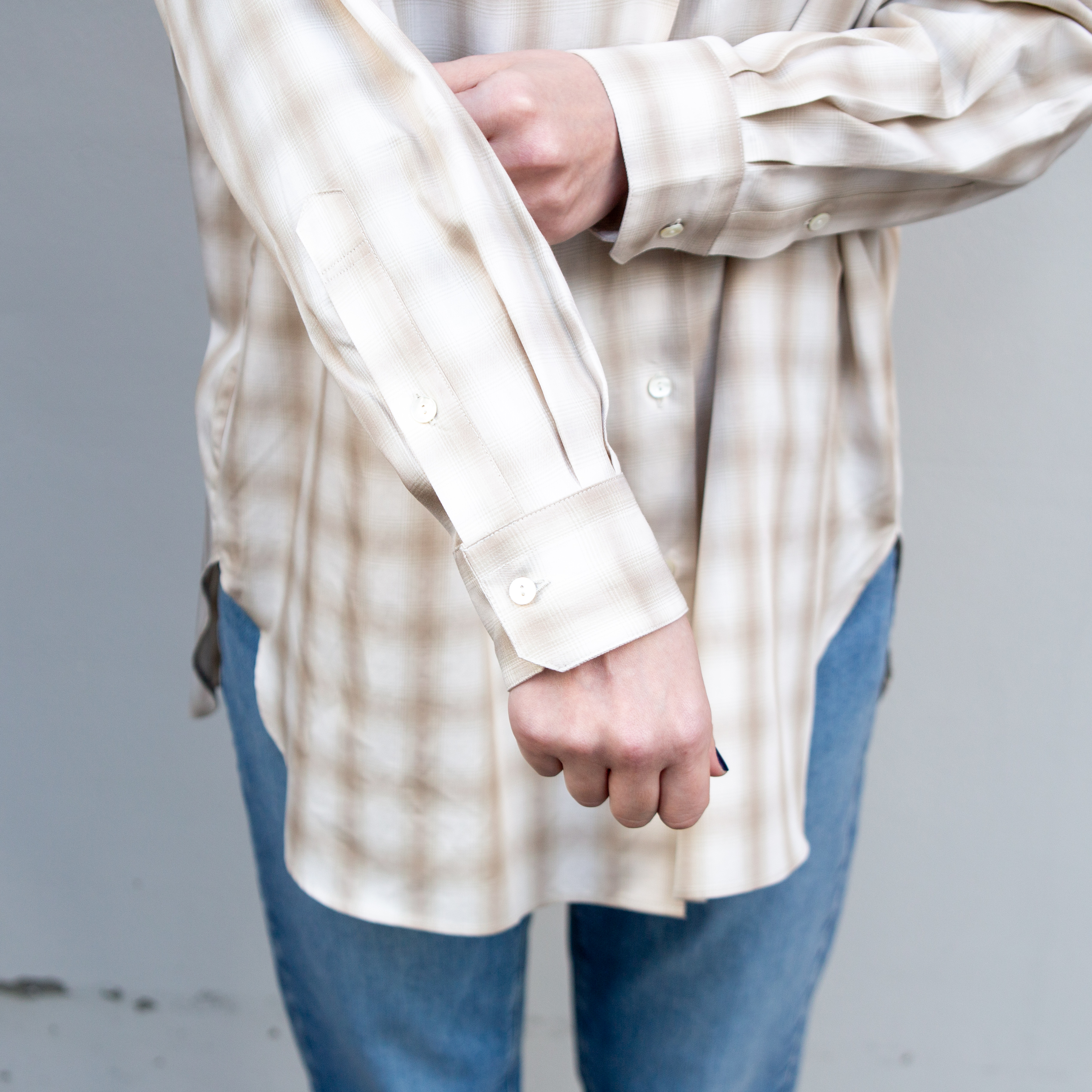 播州織　オンブレチェックチュニック