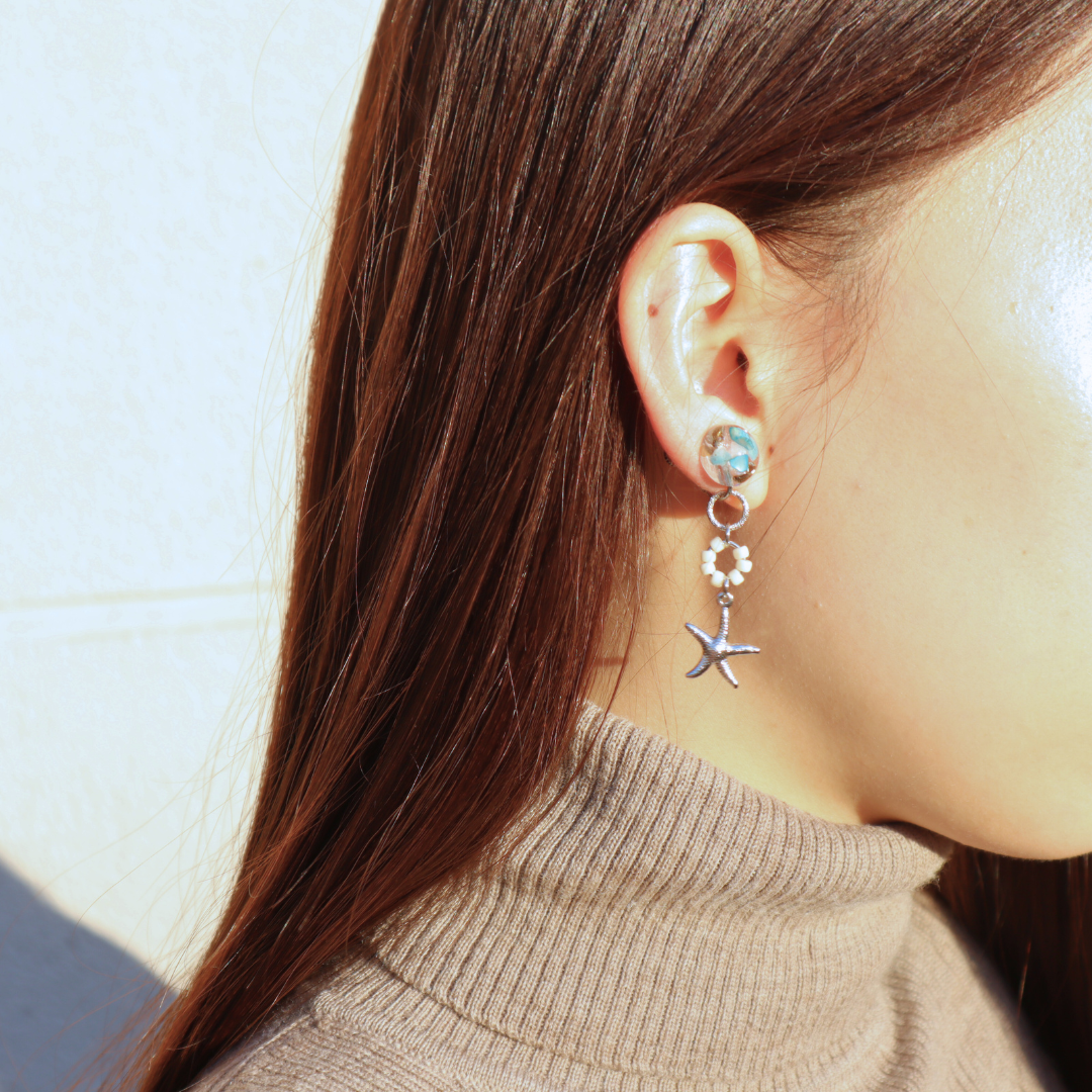 【川から海を守る】ゆらゆらヒトデ2way pierce/earring