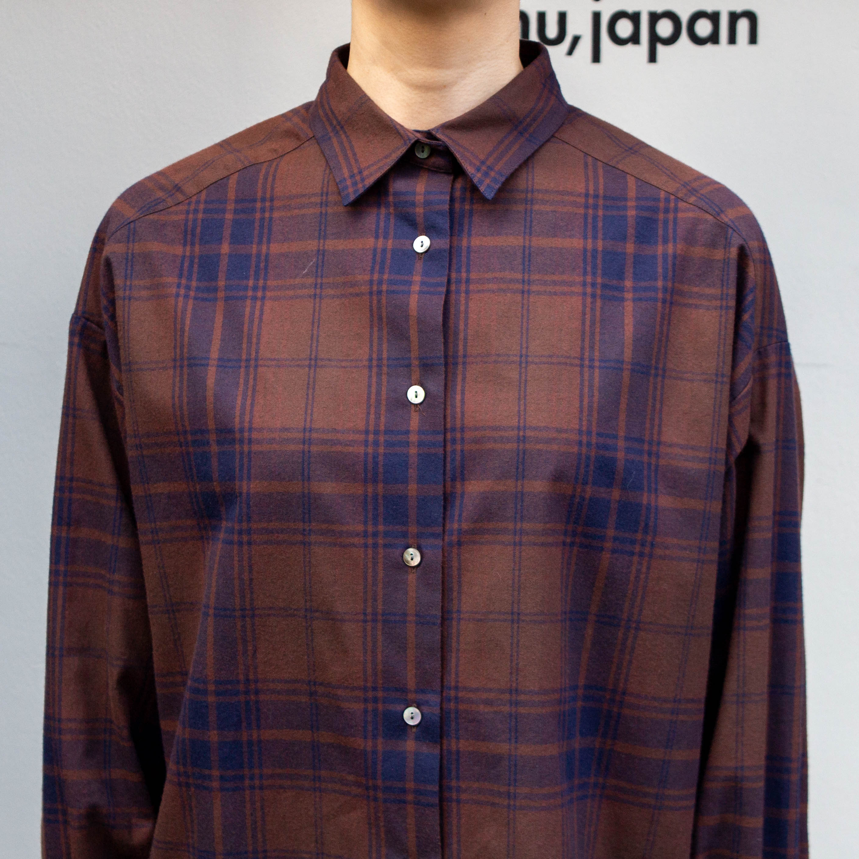 播州織　綿フランネル　チェックチュニック