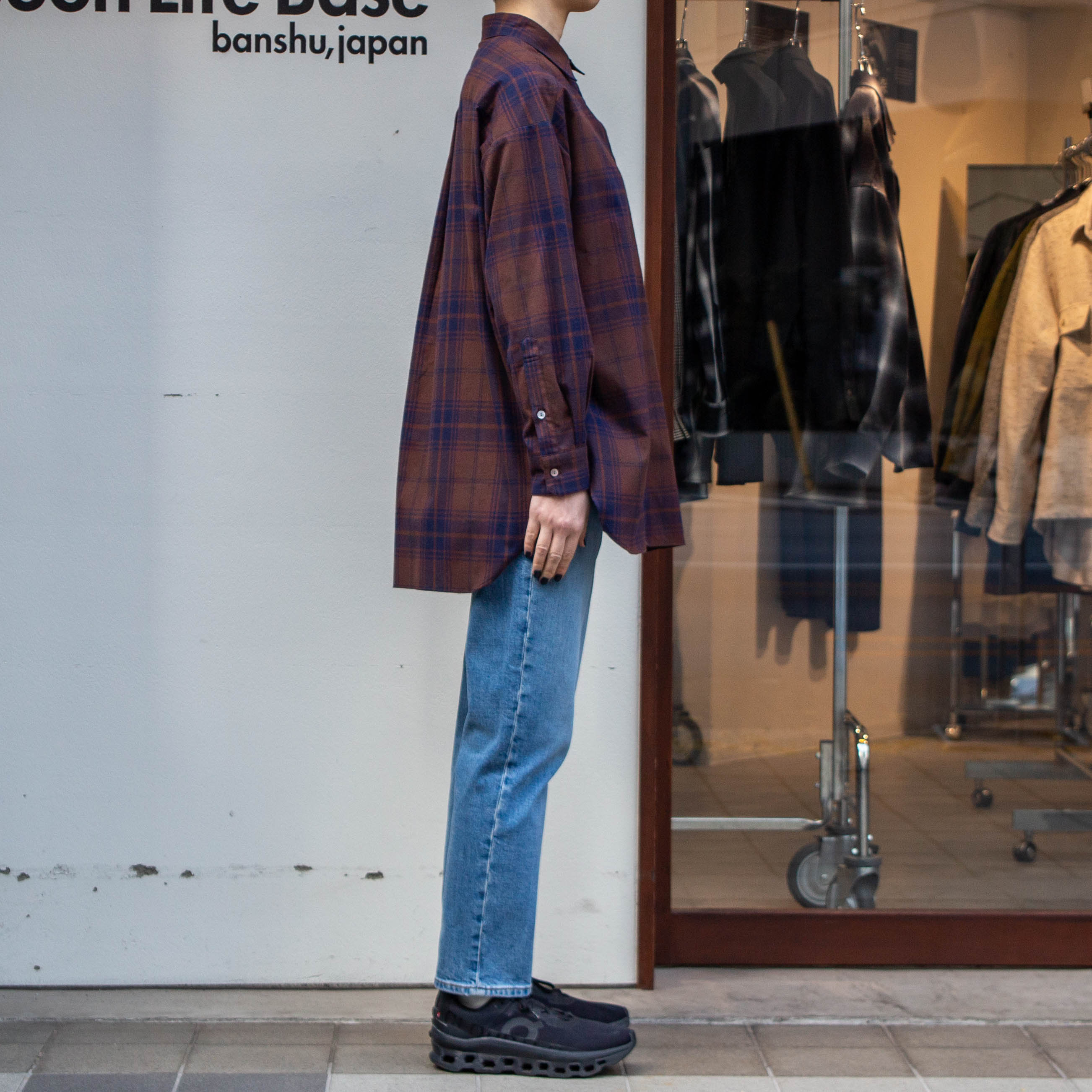 播州織　綿フランネル　チェックチュニック