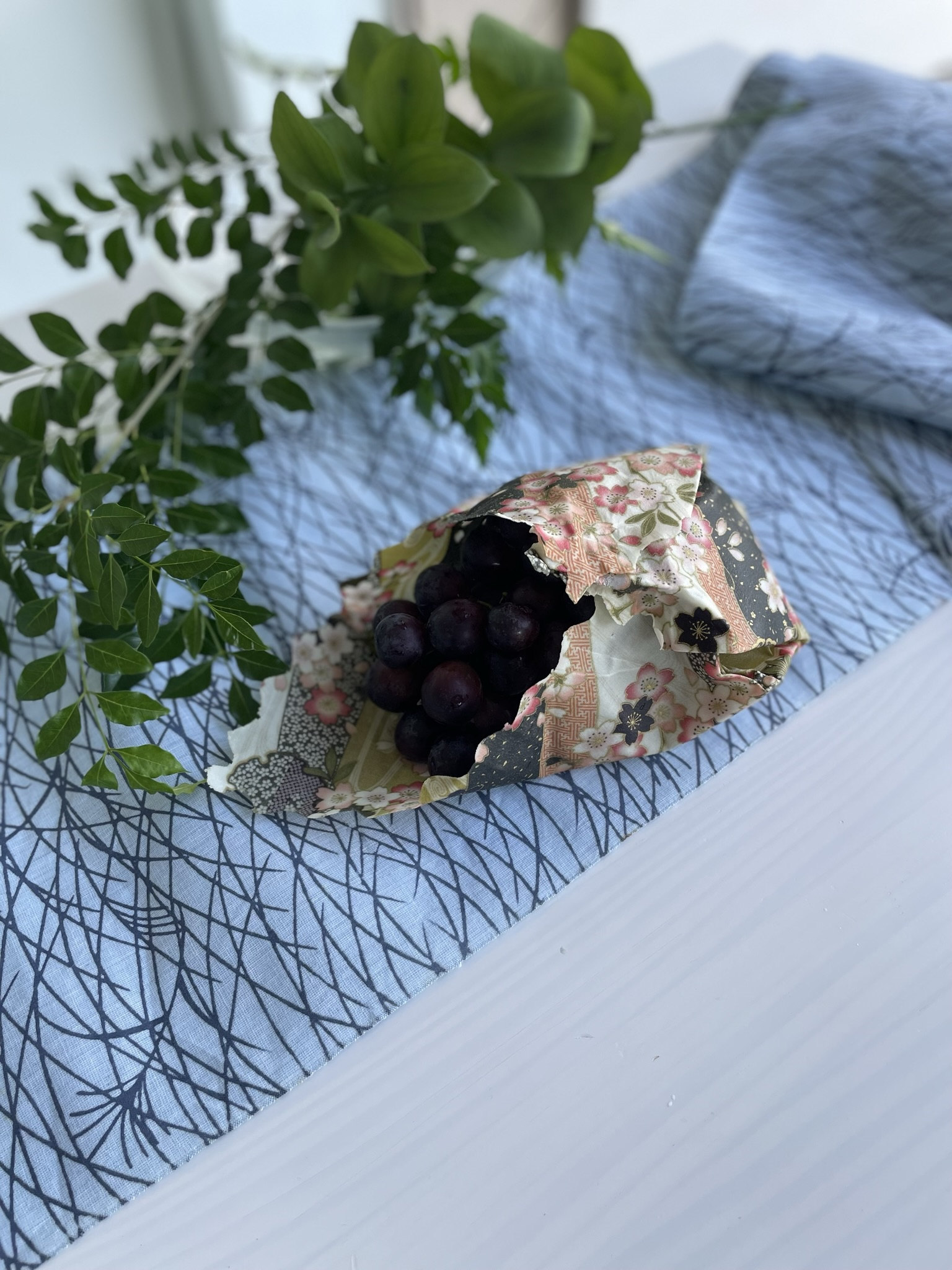 エシカルラップ　和柄ライン　抹茶桜　L