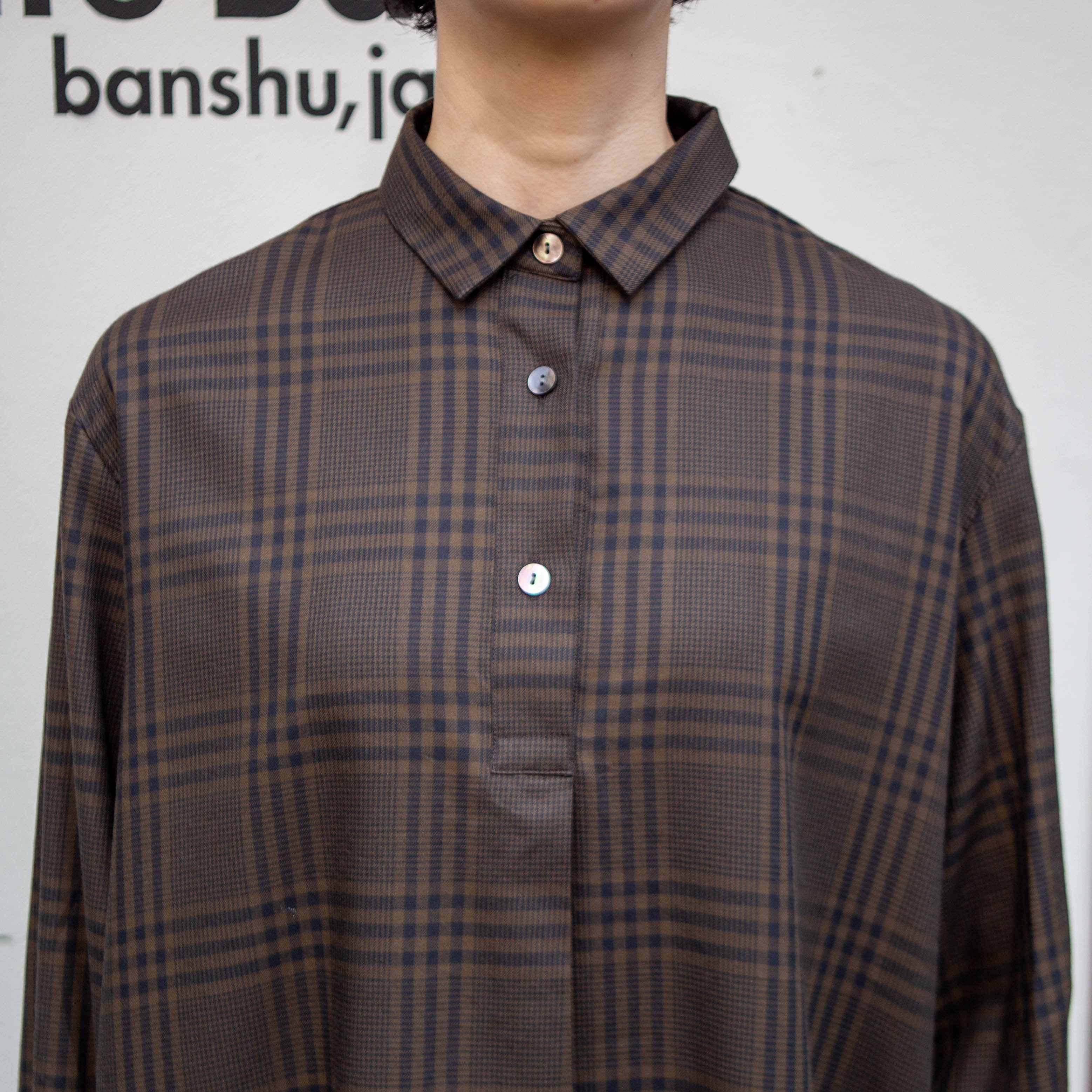 播州織　キュプラ混　グレンチェック　Aラインワンピース