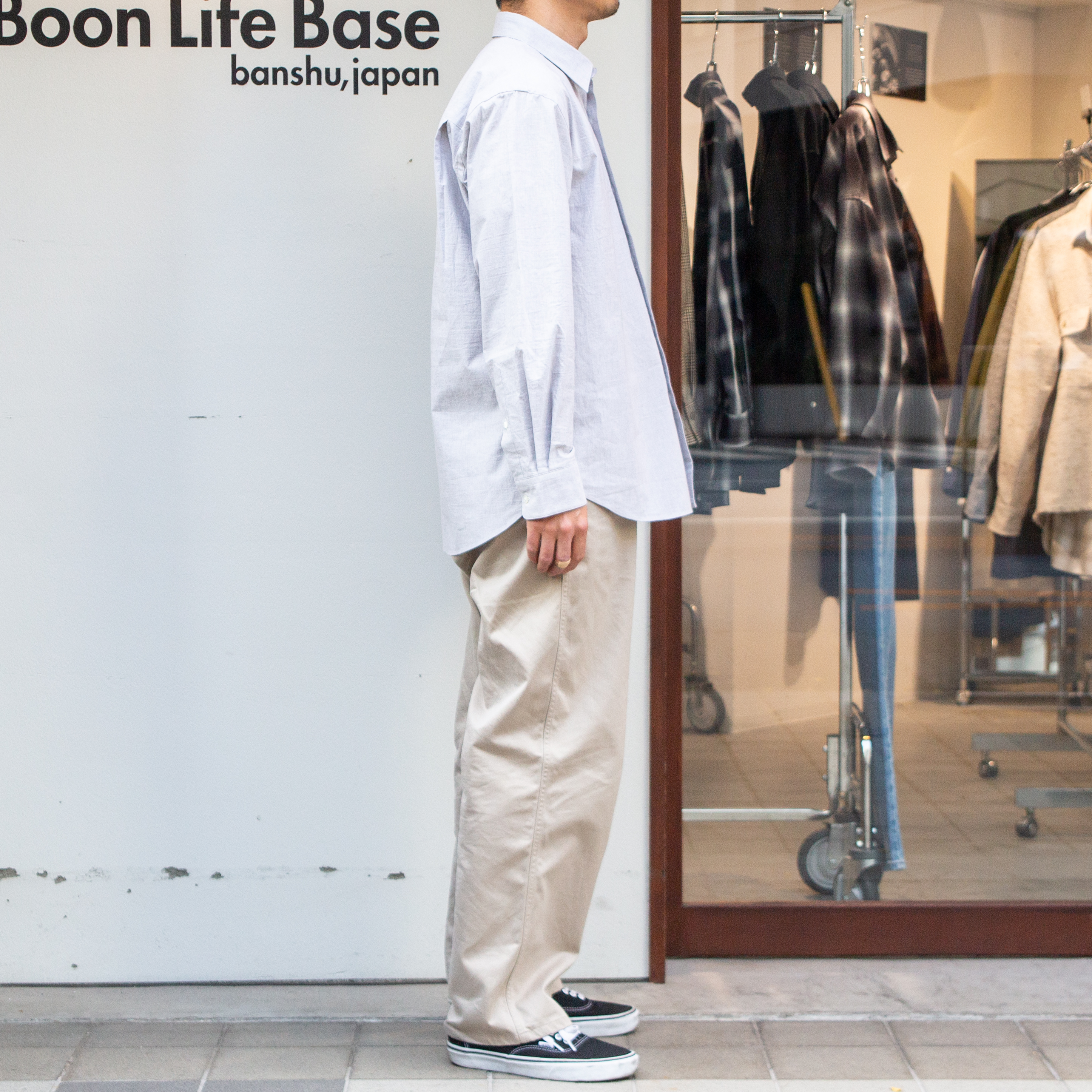 播州織　ヘンプ混　ワイドシルエットシャツ