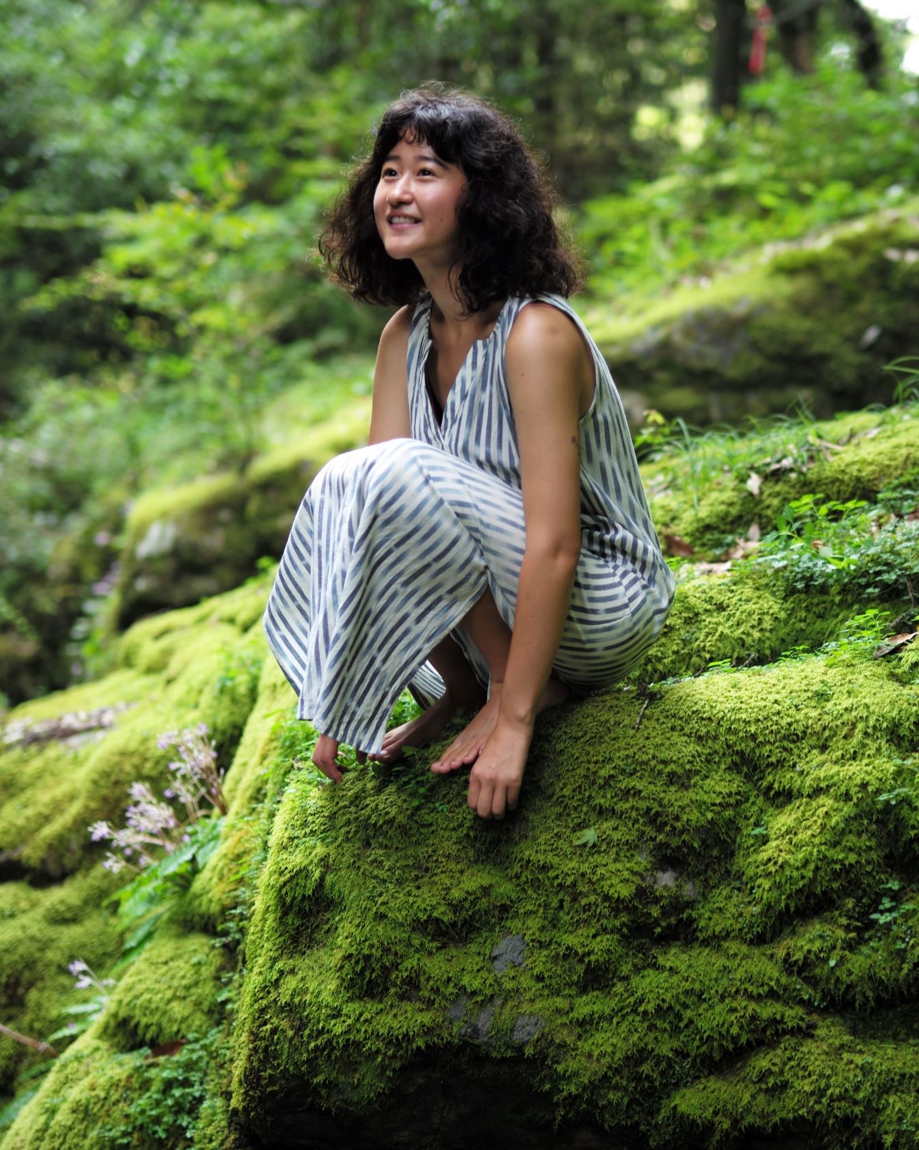 旅する藍とワンピース【艶-TSUYA-SKIRT | JAPAN BLUE（縞）】