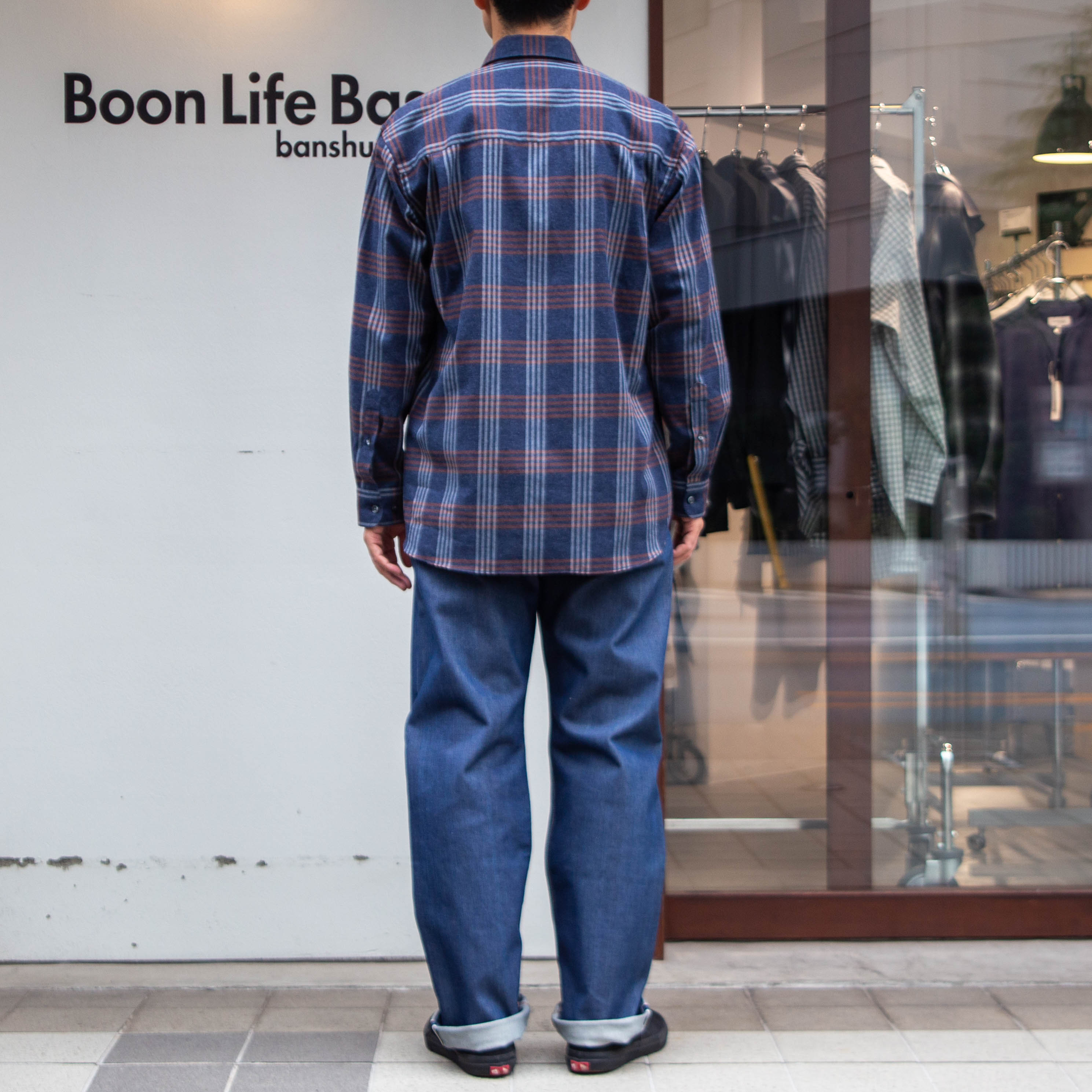 播州織　綿フランネル　ワイドシルエットシャツ