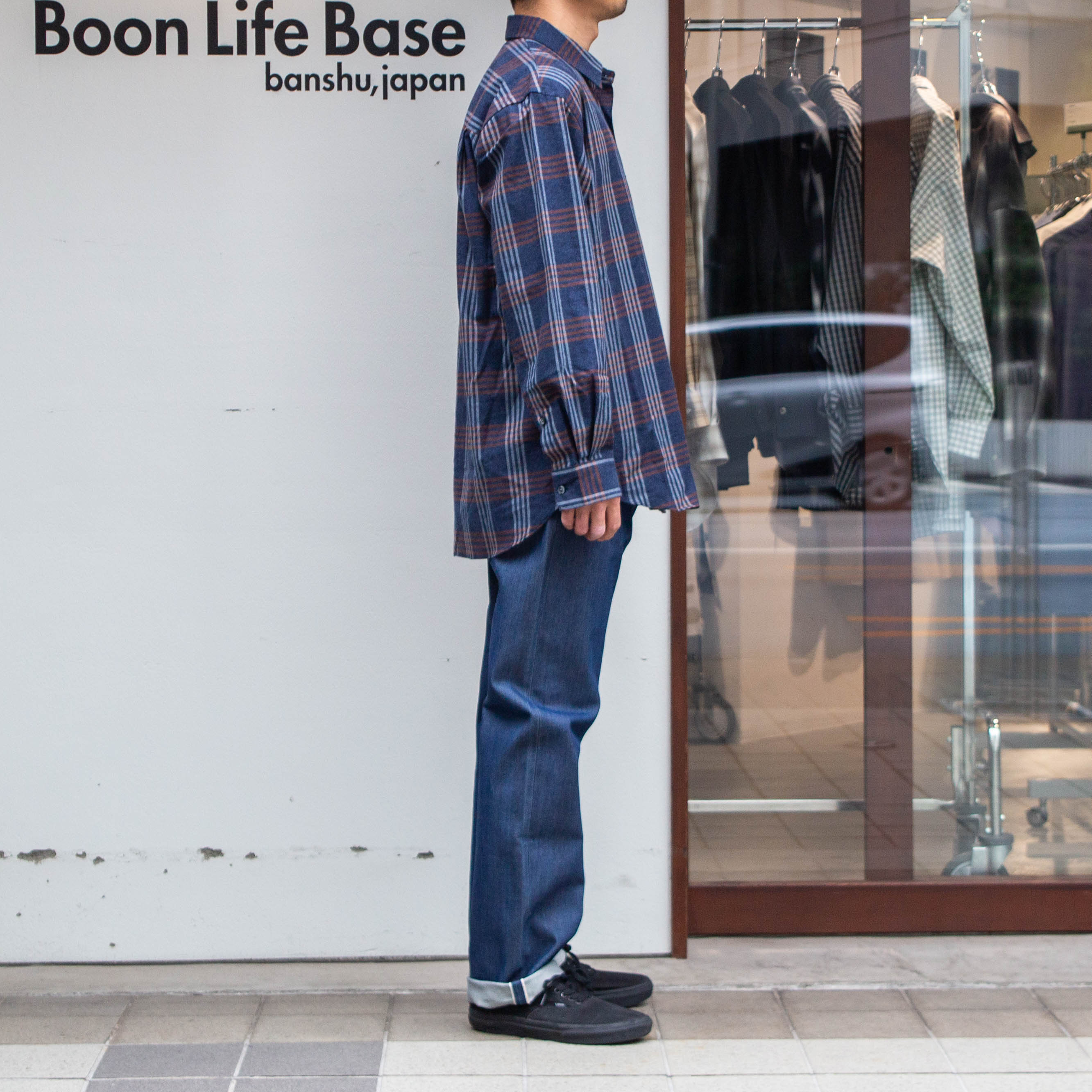 播州織　綿フランネル　ワイドシルエットシャツ