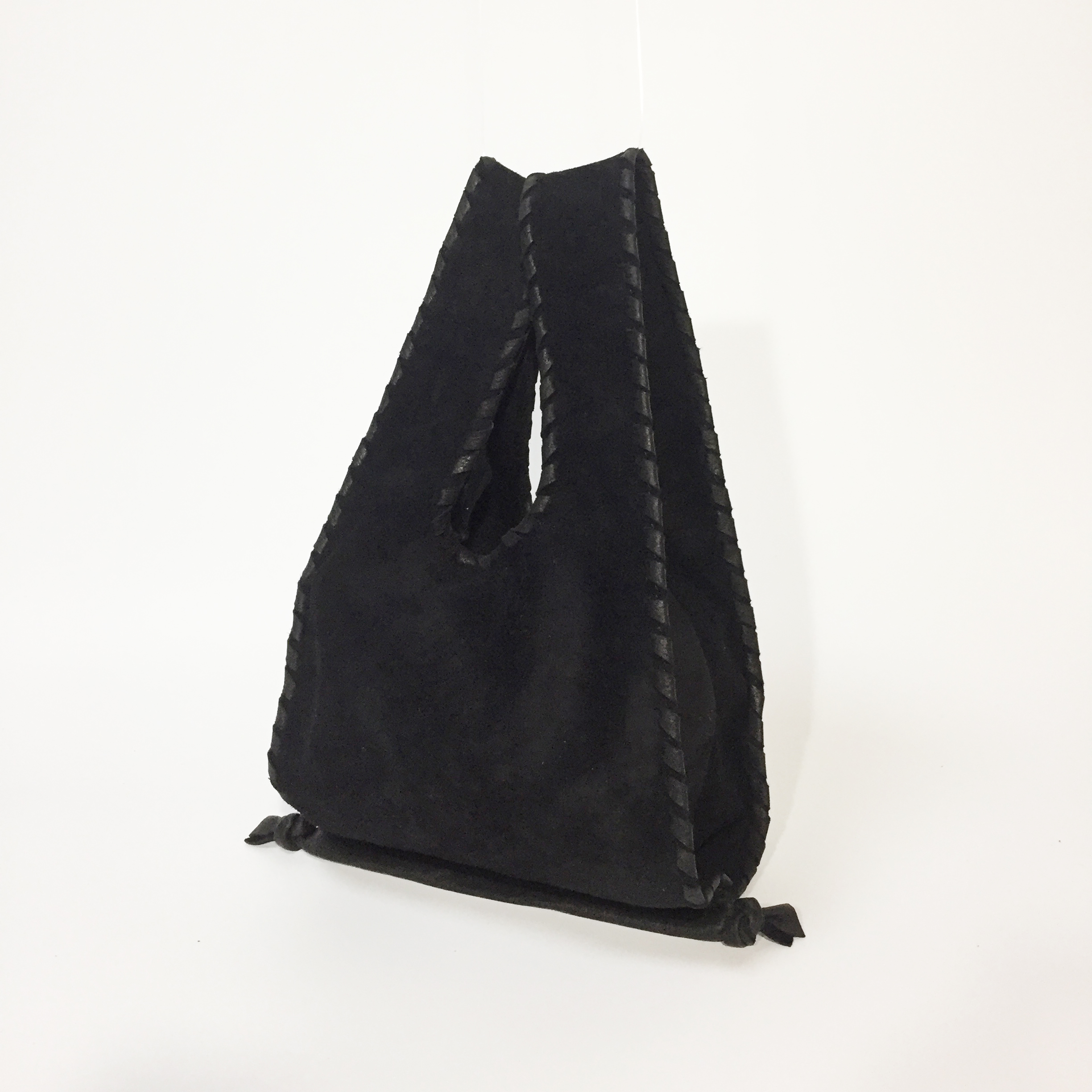 国産レザーのスウェードミニバッグ【Black】