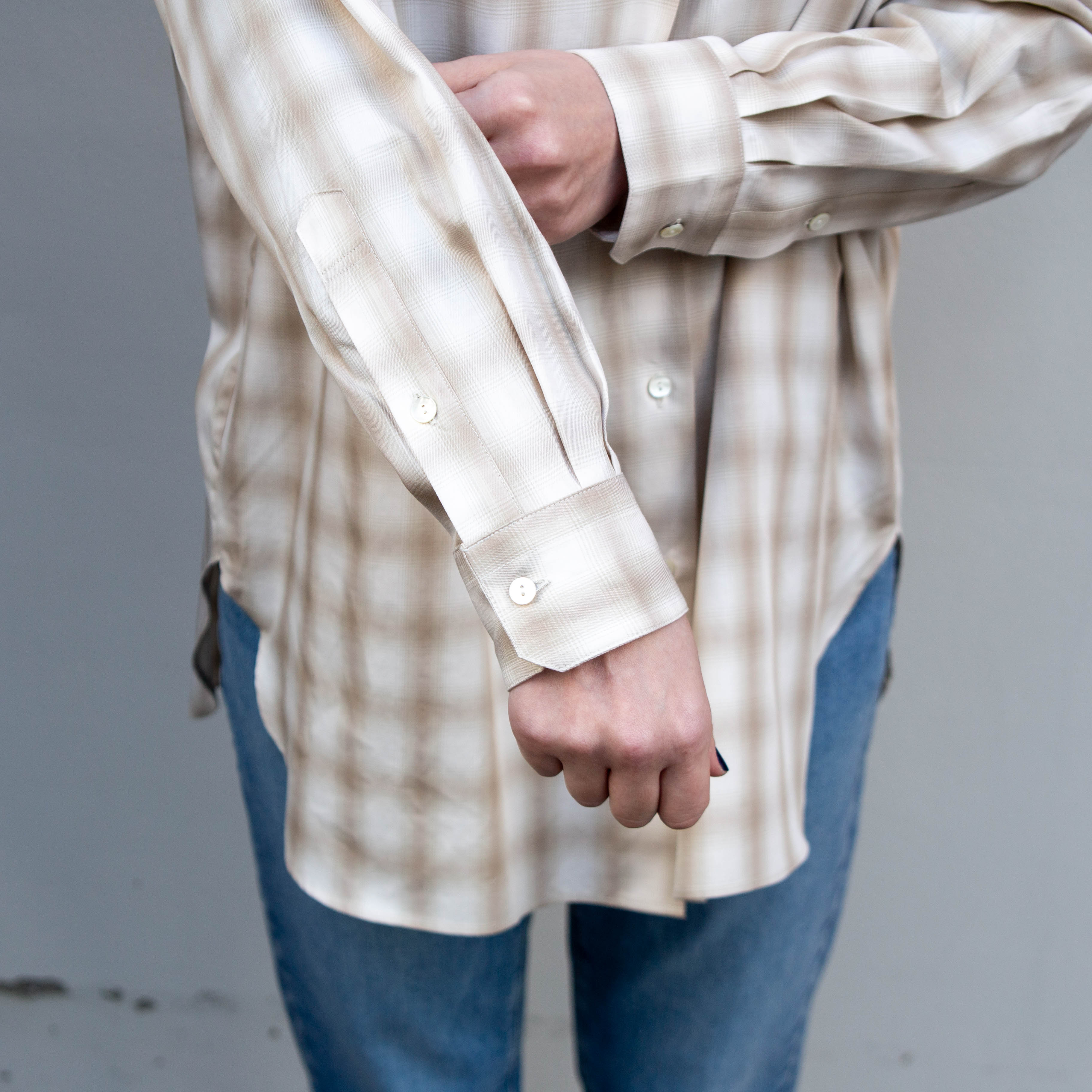 播州織　オンブレチェックチュニック