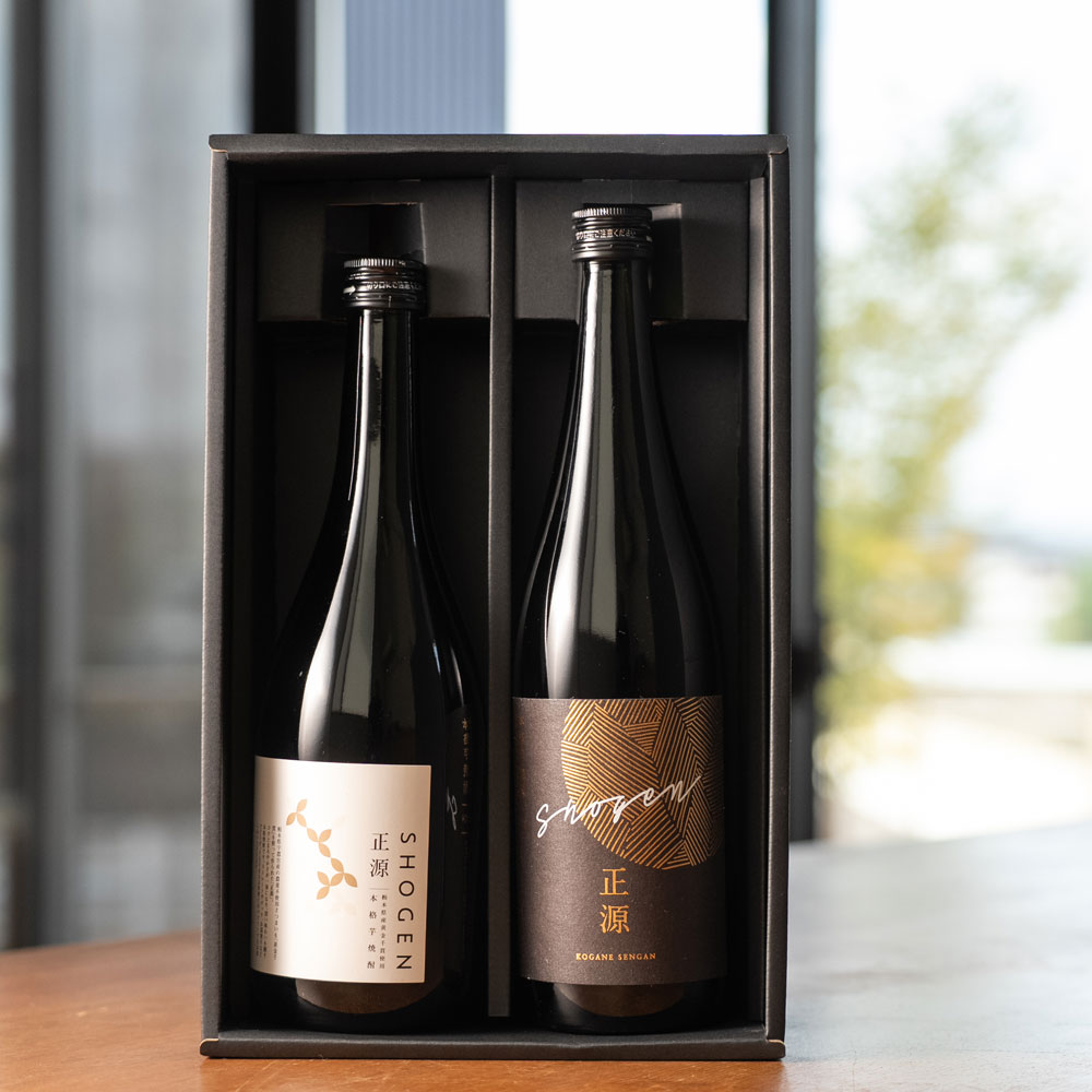 本格芋焼酎「正源」白黒のみくらべセット720ml×2本箱入り