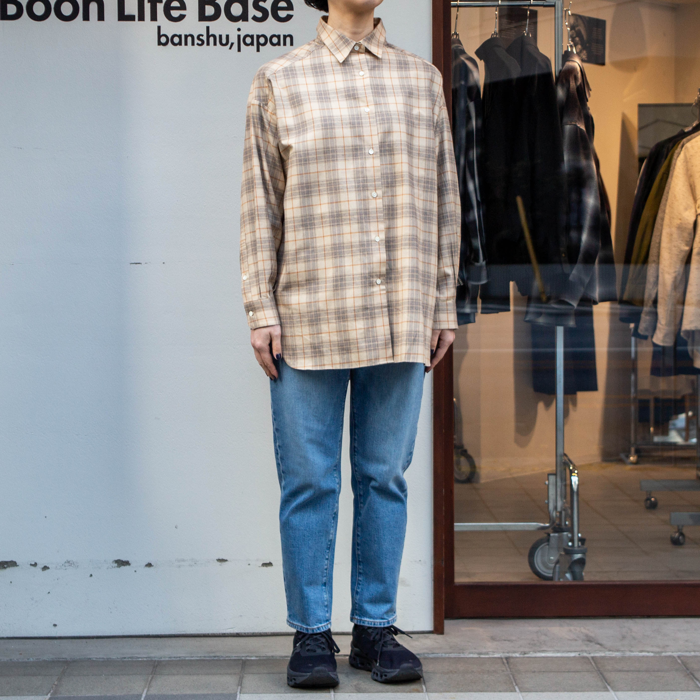 播州織　綿フランネル　グレンチェック　チュニック