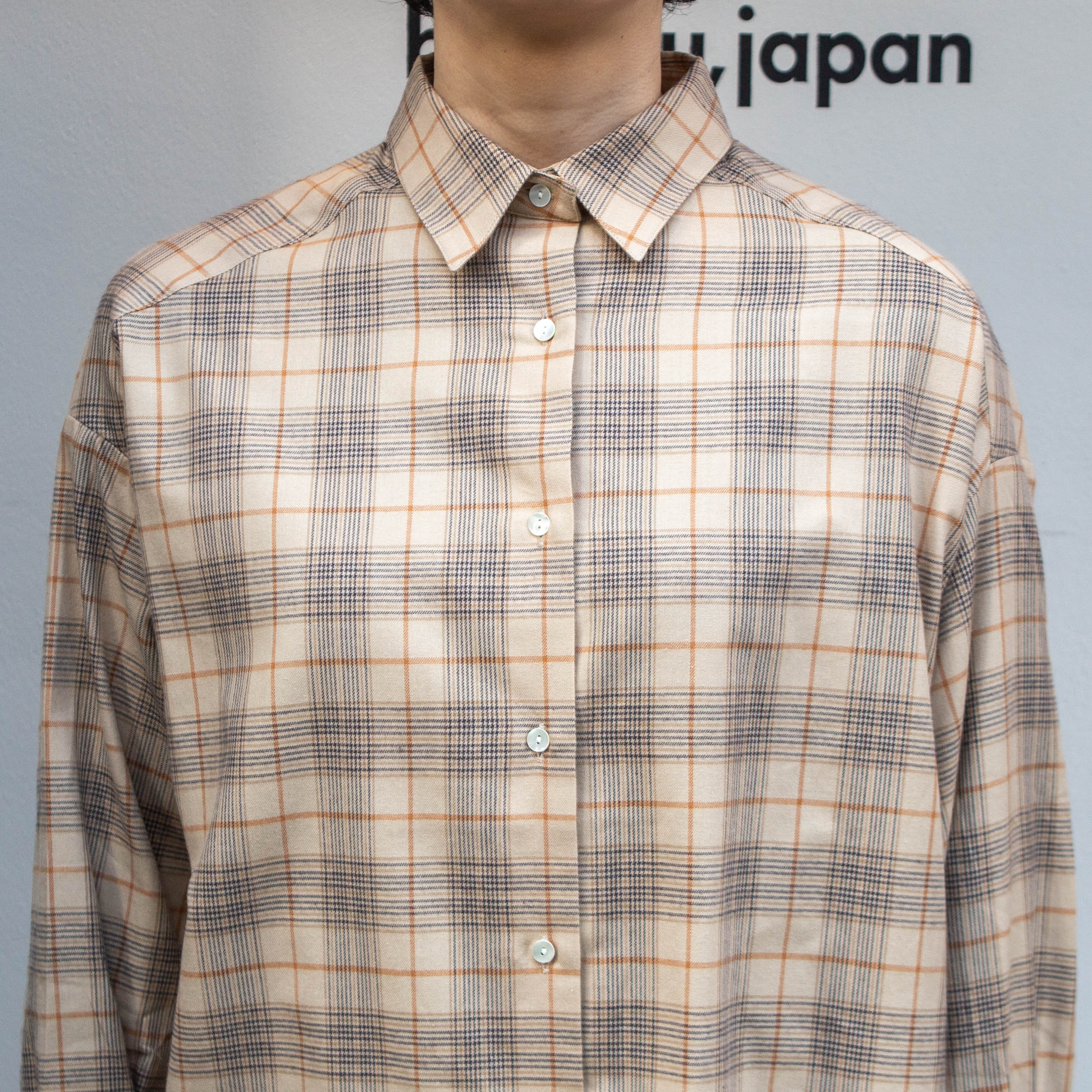 播州織　綿フランネル　グレンチェック　チュニック