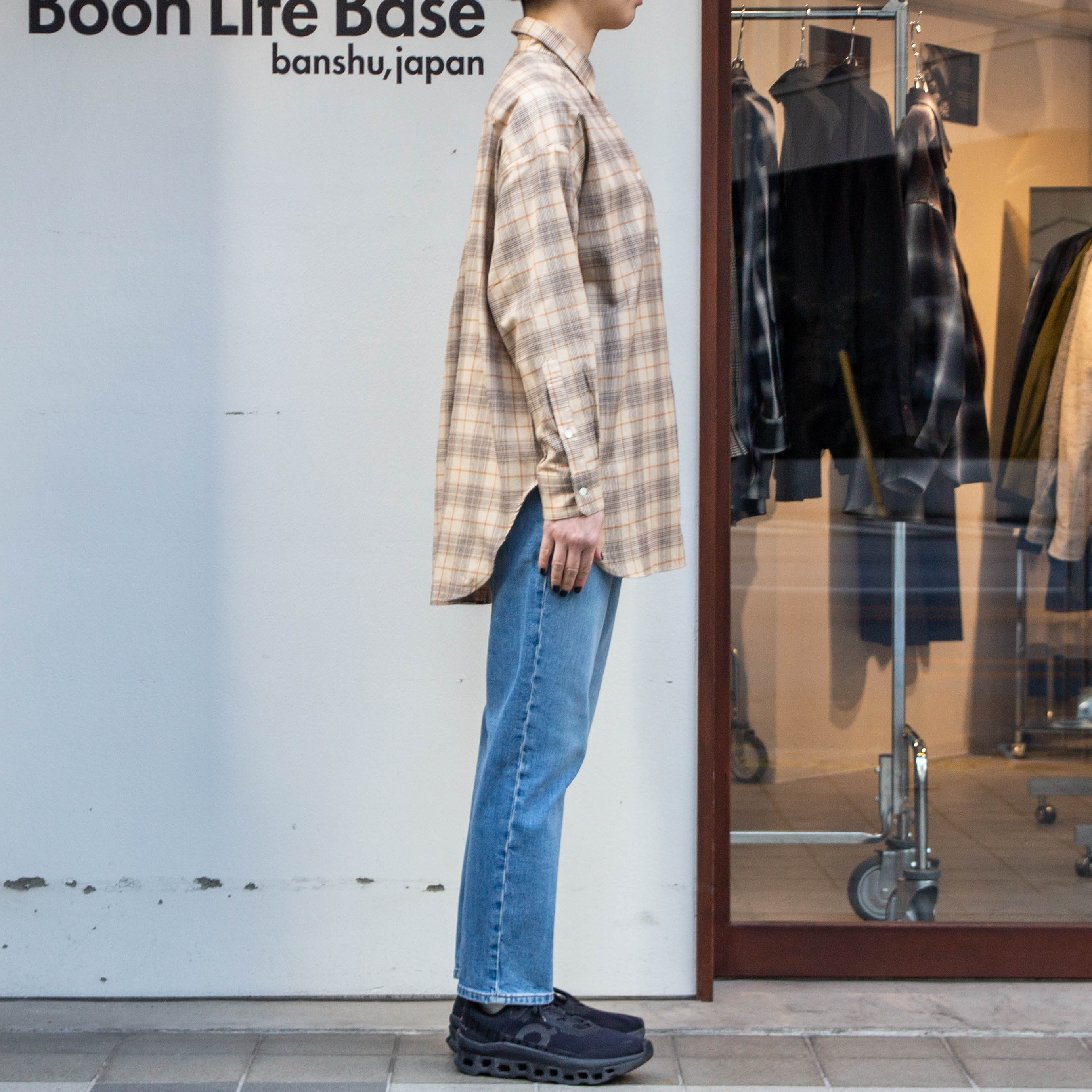 播州織　綿フランネル　グレンチェック　チュニック