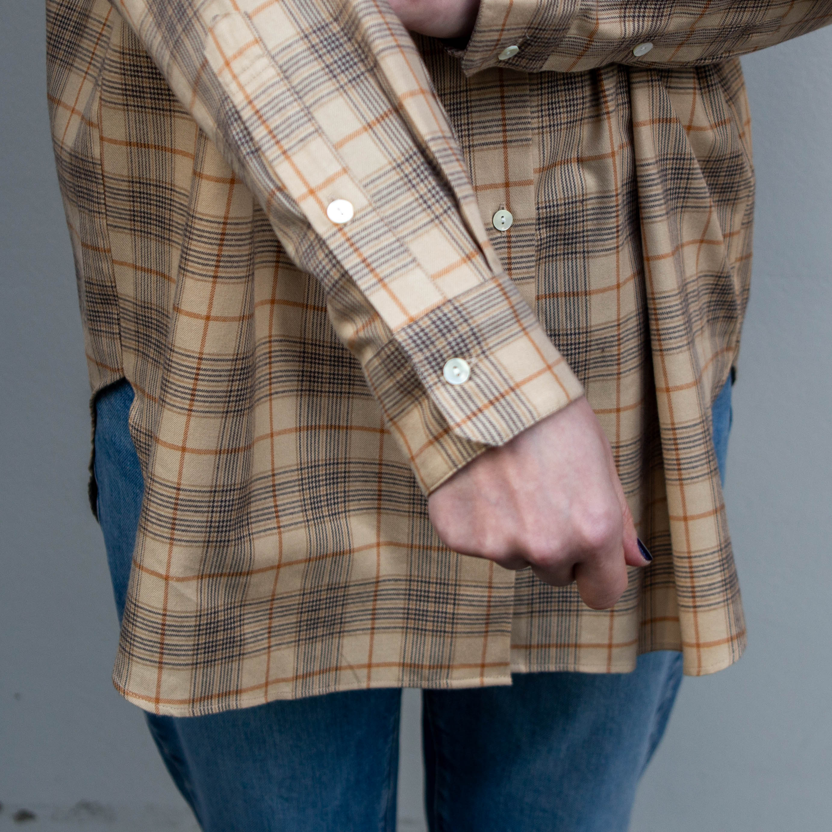 播州織　綿フランネル　グレンチェック　チュニック