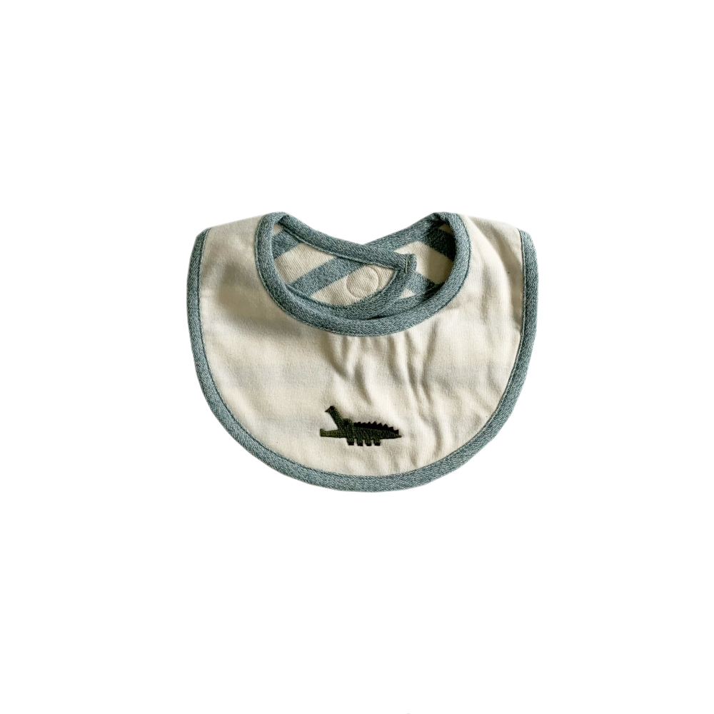 No.400107/オーガニック天竺ベビースタイ(キキリン動物刺繍入り)