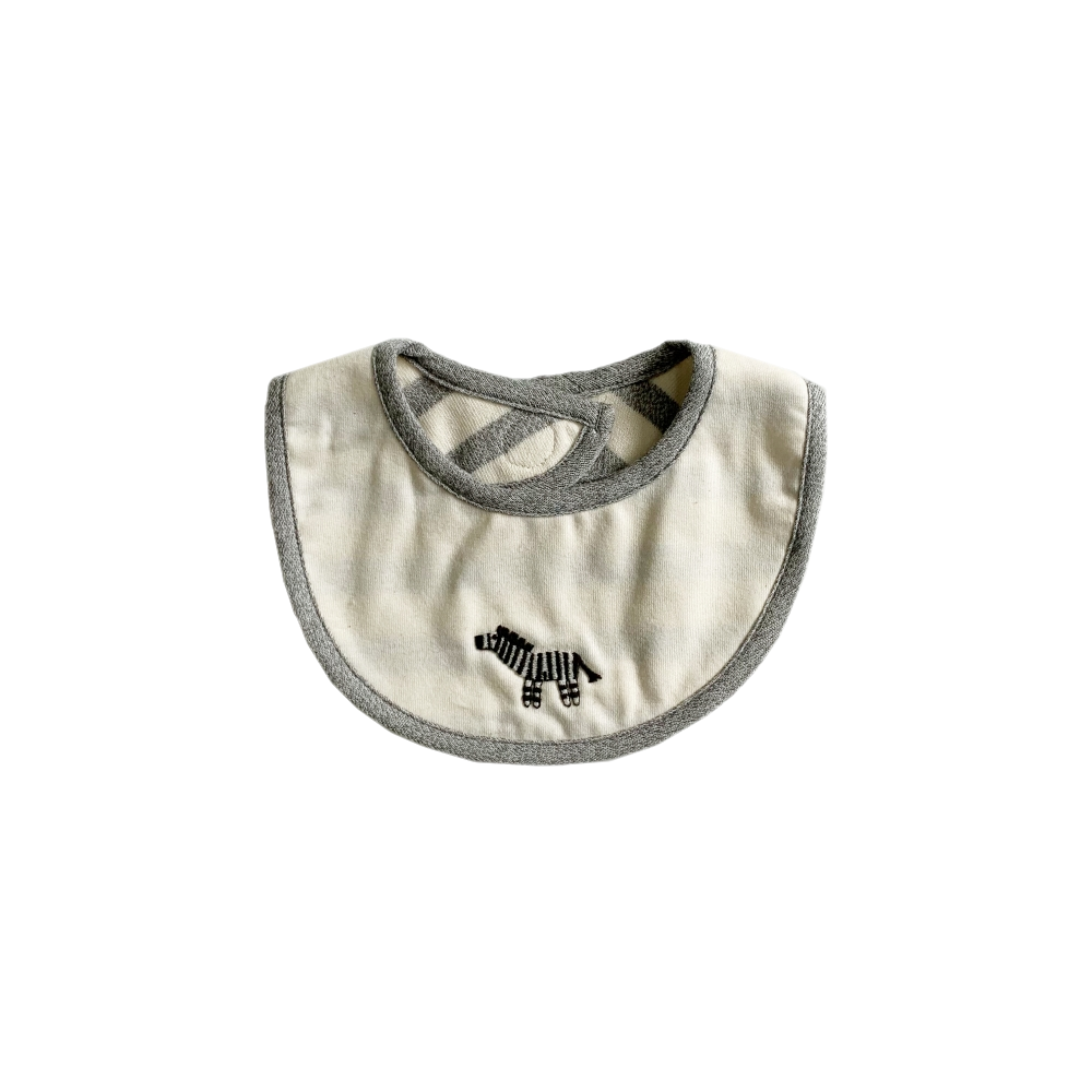 No.400107/オーガニック天竺ベビースタイ(キキリン動物刺繍入り)