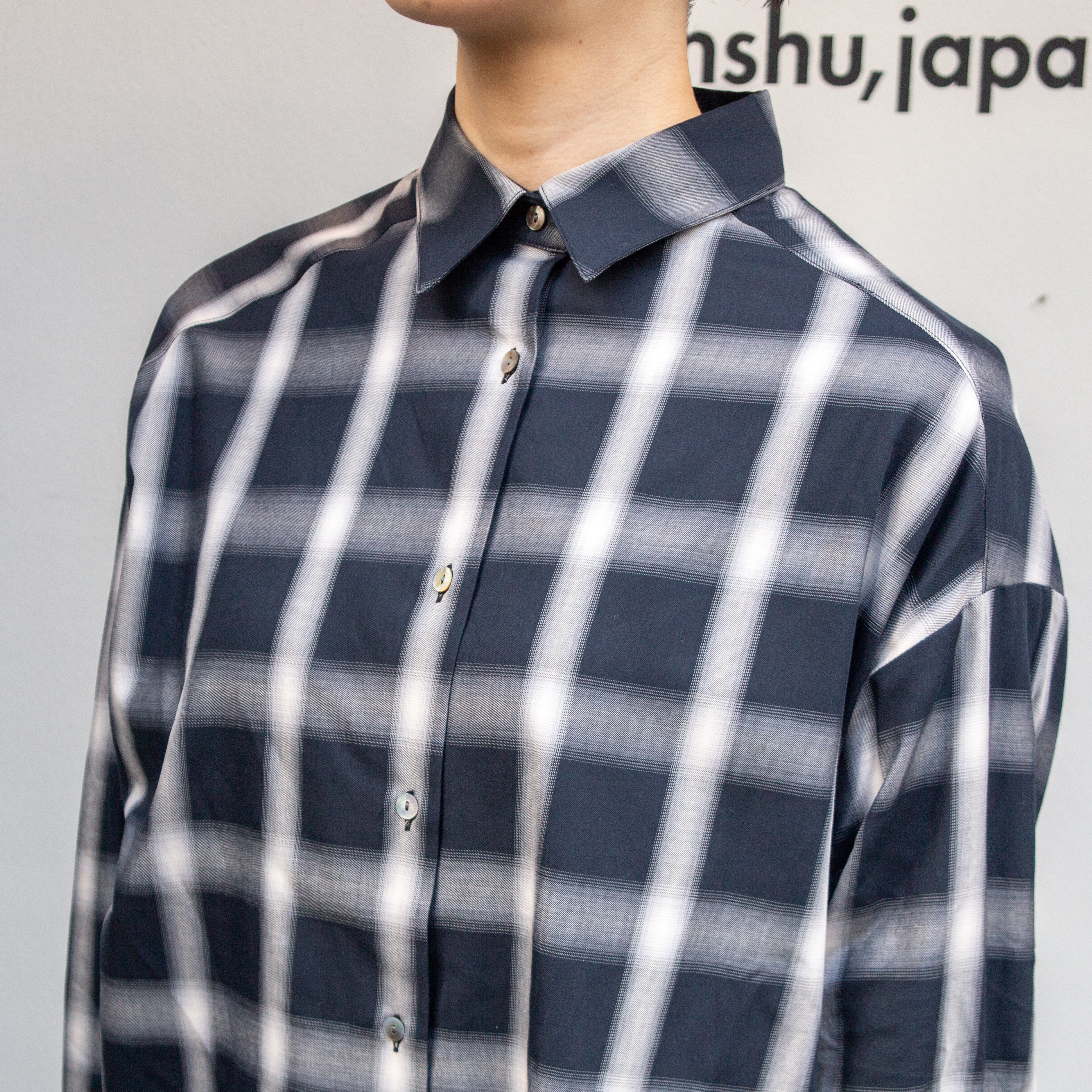 播州織　オンブレチェックチュニック