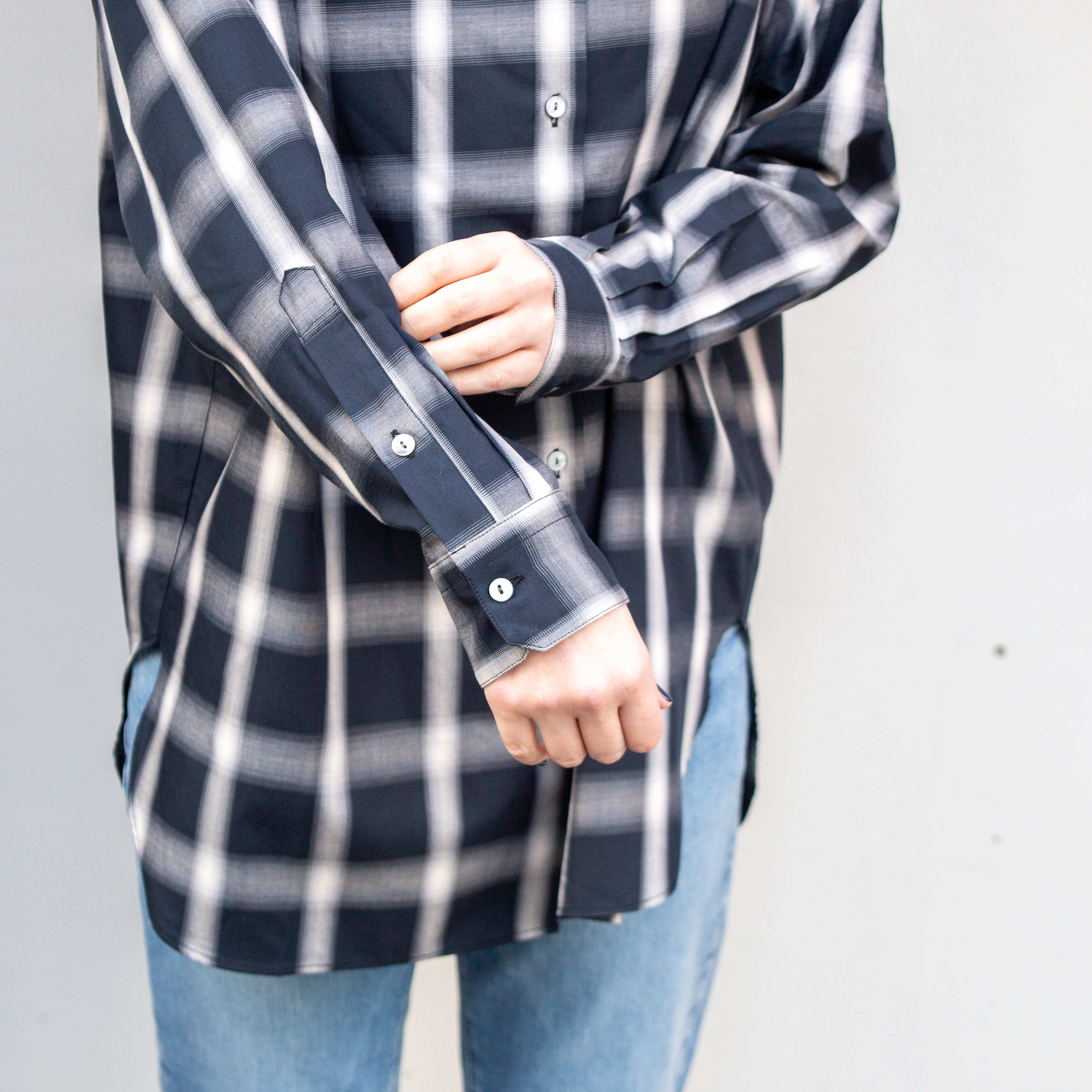 播州織　オンブレチェックチュニック