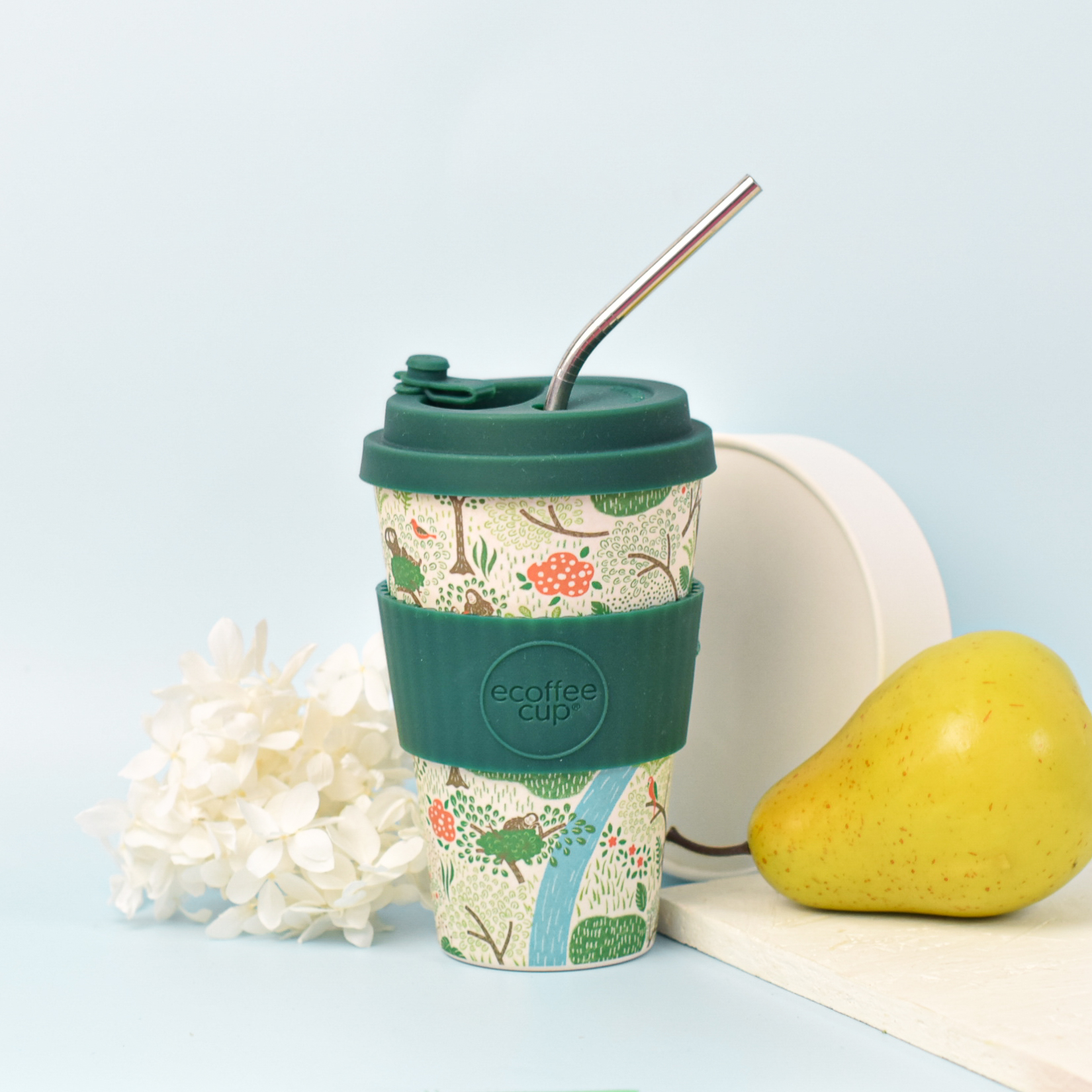 【オランウータンを守る】竹からできたコーヒーカップ (ホワイト)
