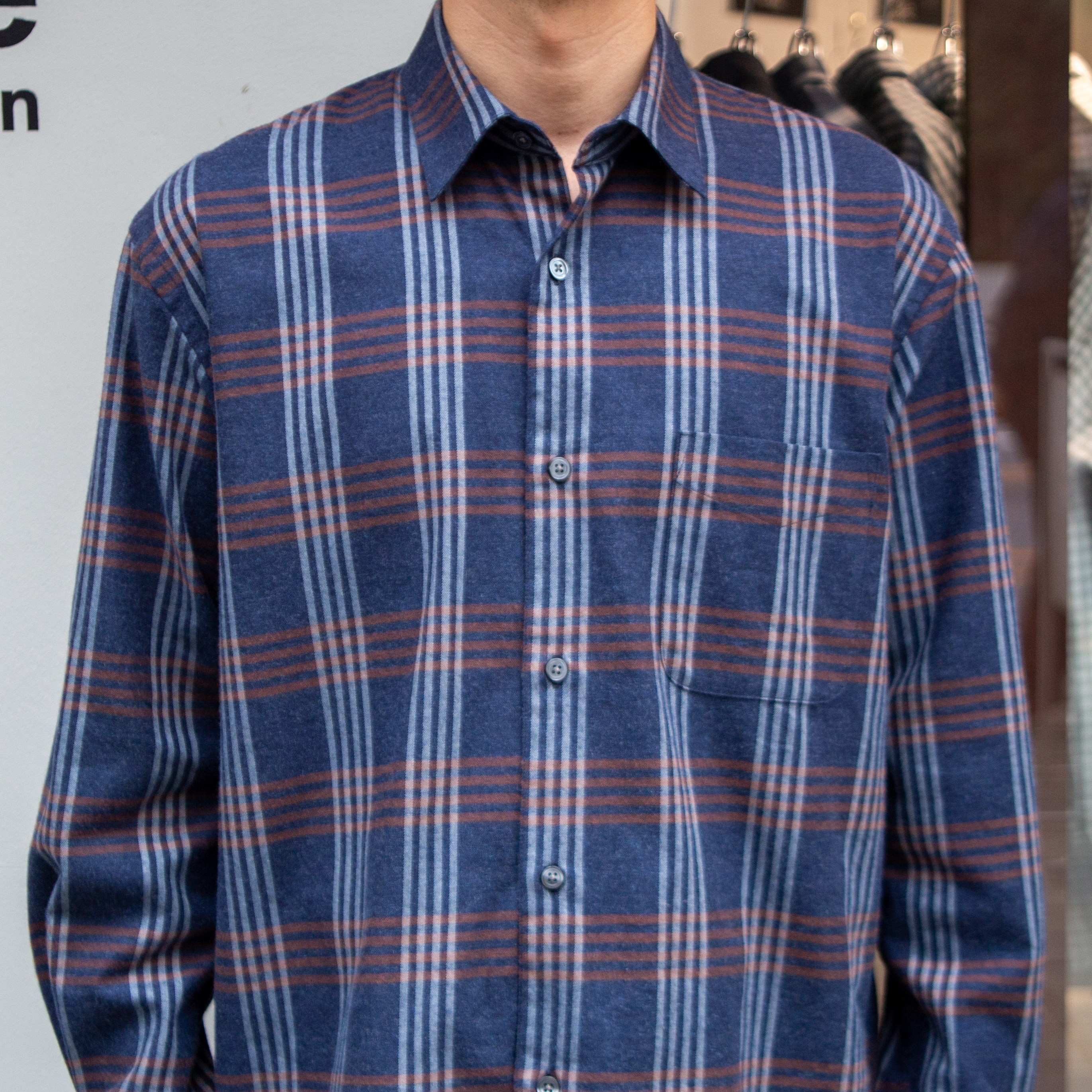 播州織　綿フランネル　ワイドシルエットシャツ