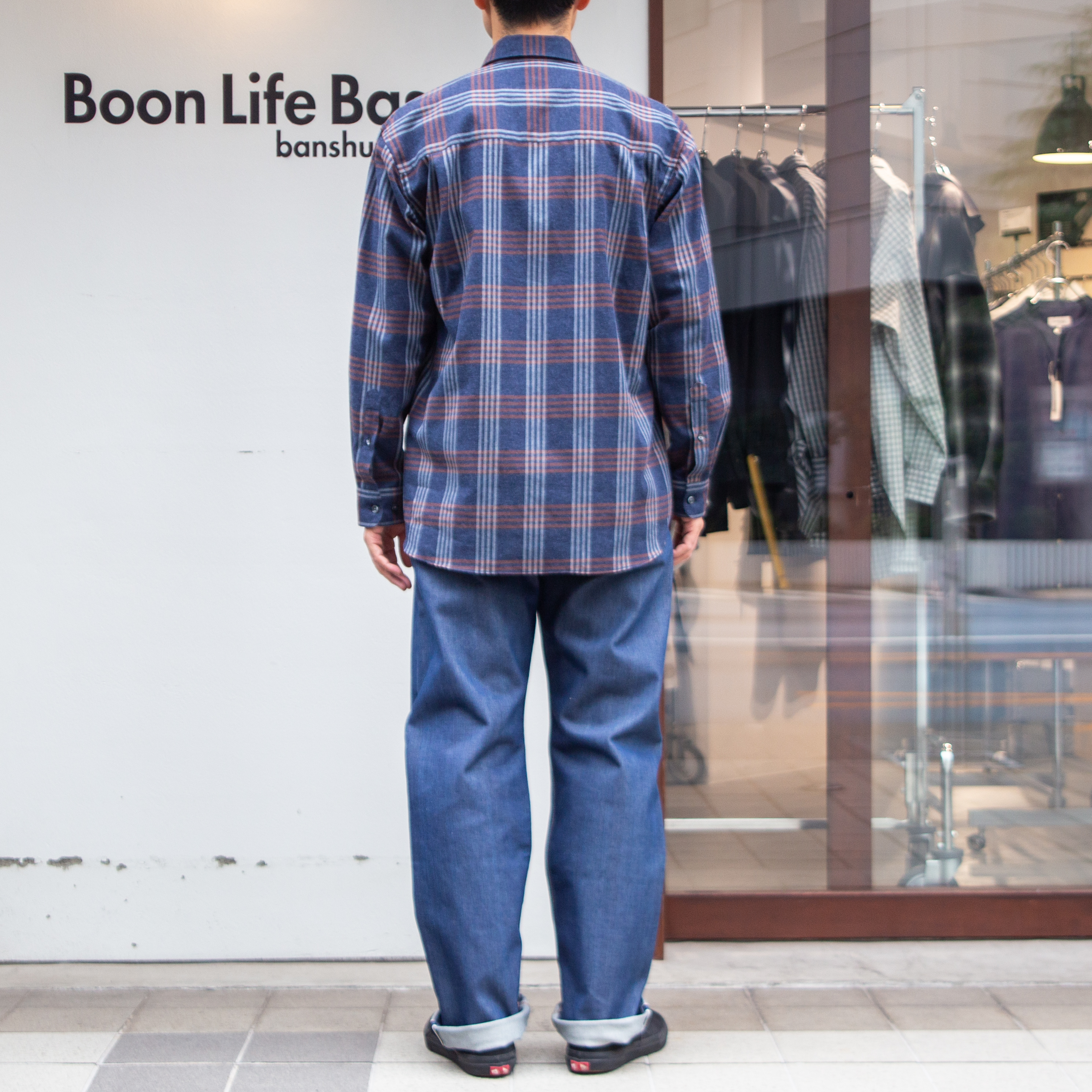 播州織　綿フランネル　ワイドシルエットシャツ