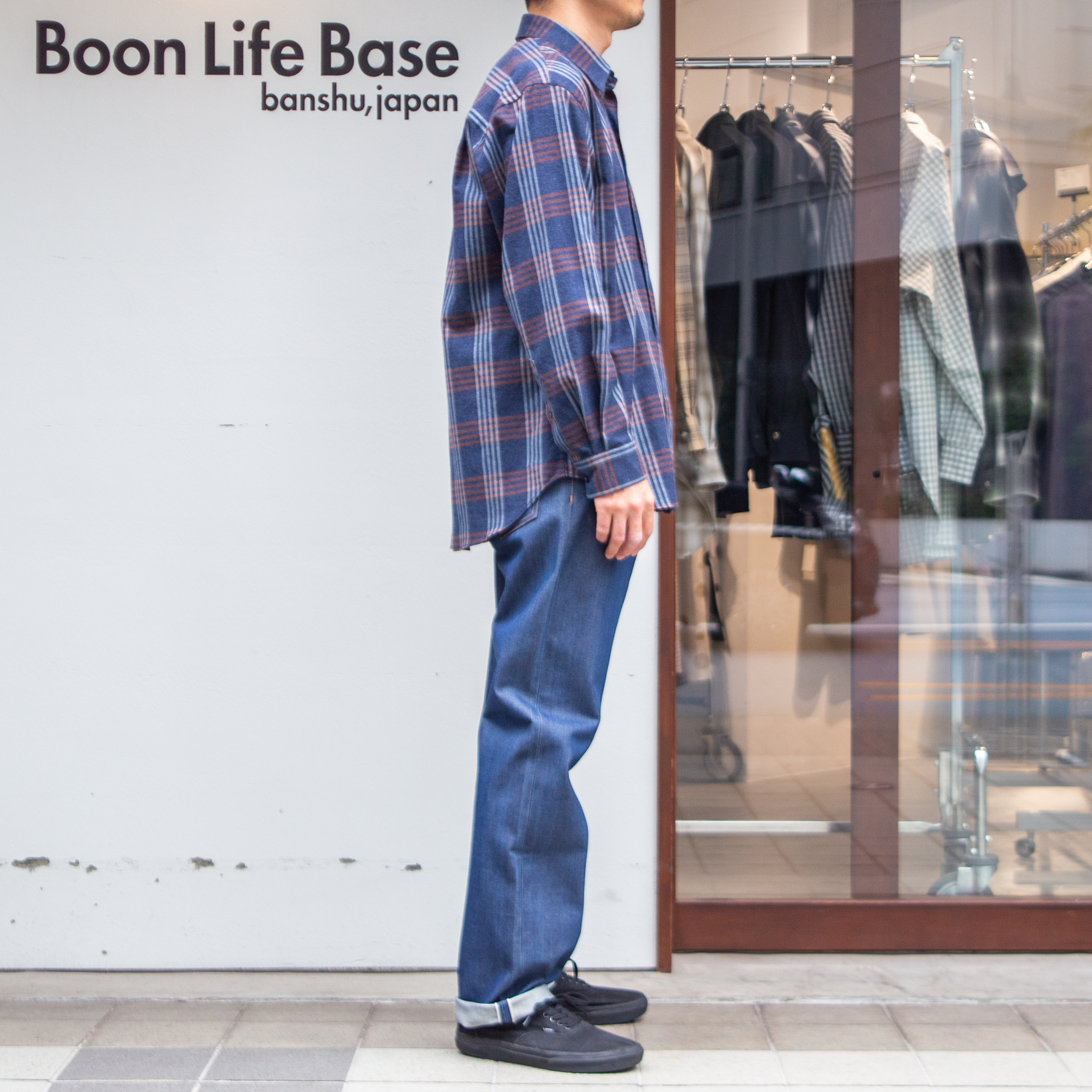 播州織　綿フランネル　ワイドシルエットシャツ