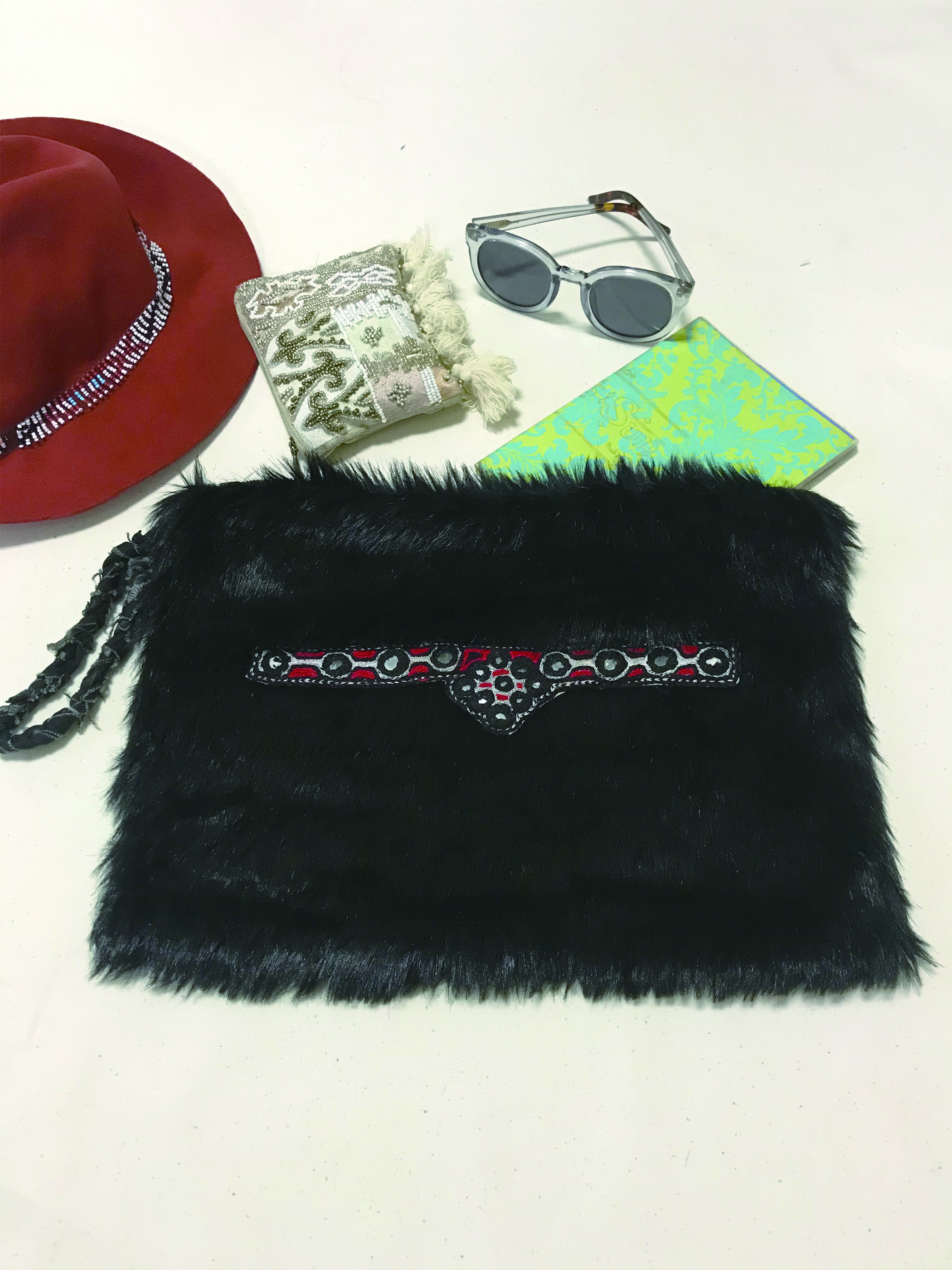 Fake fur Fake Fur clutch bag B (organic cotton 100%)