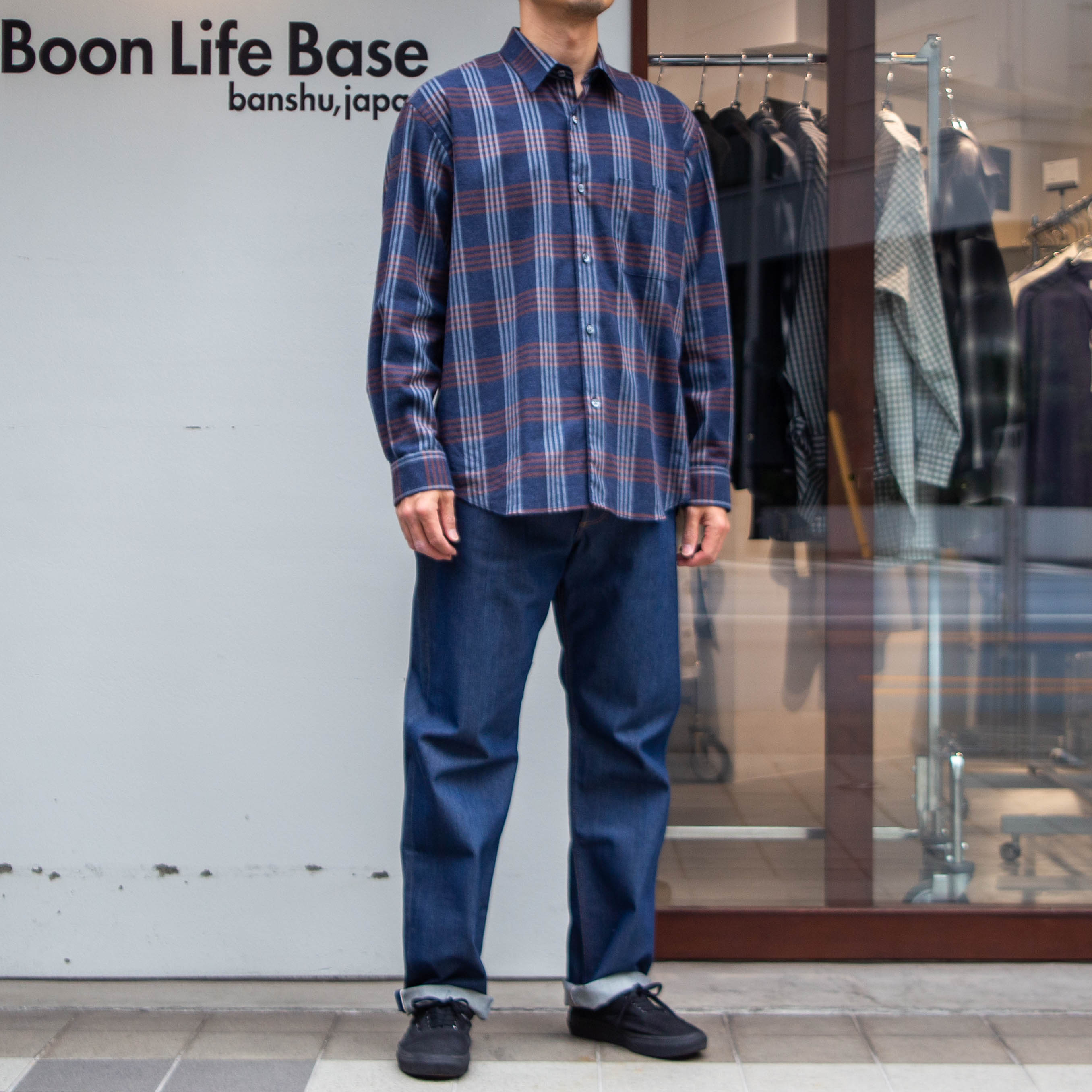 播州織　綿フランネル　ワイドシルエットシャツ