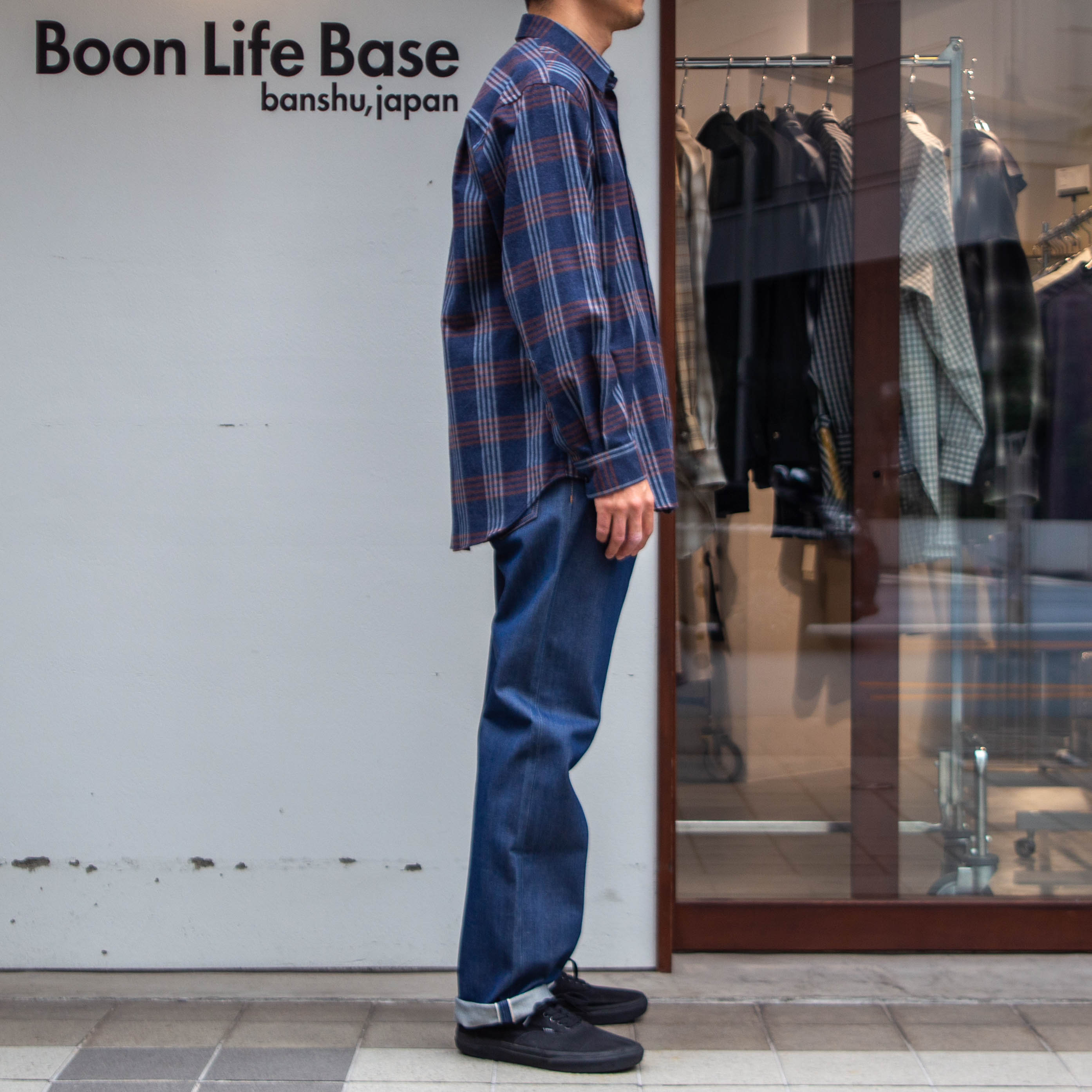 播州織　綿フランネル　ワイドシルエットシャツ